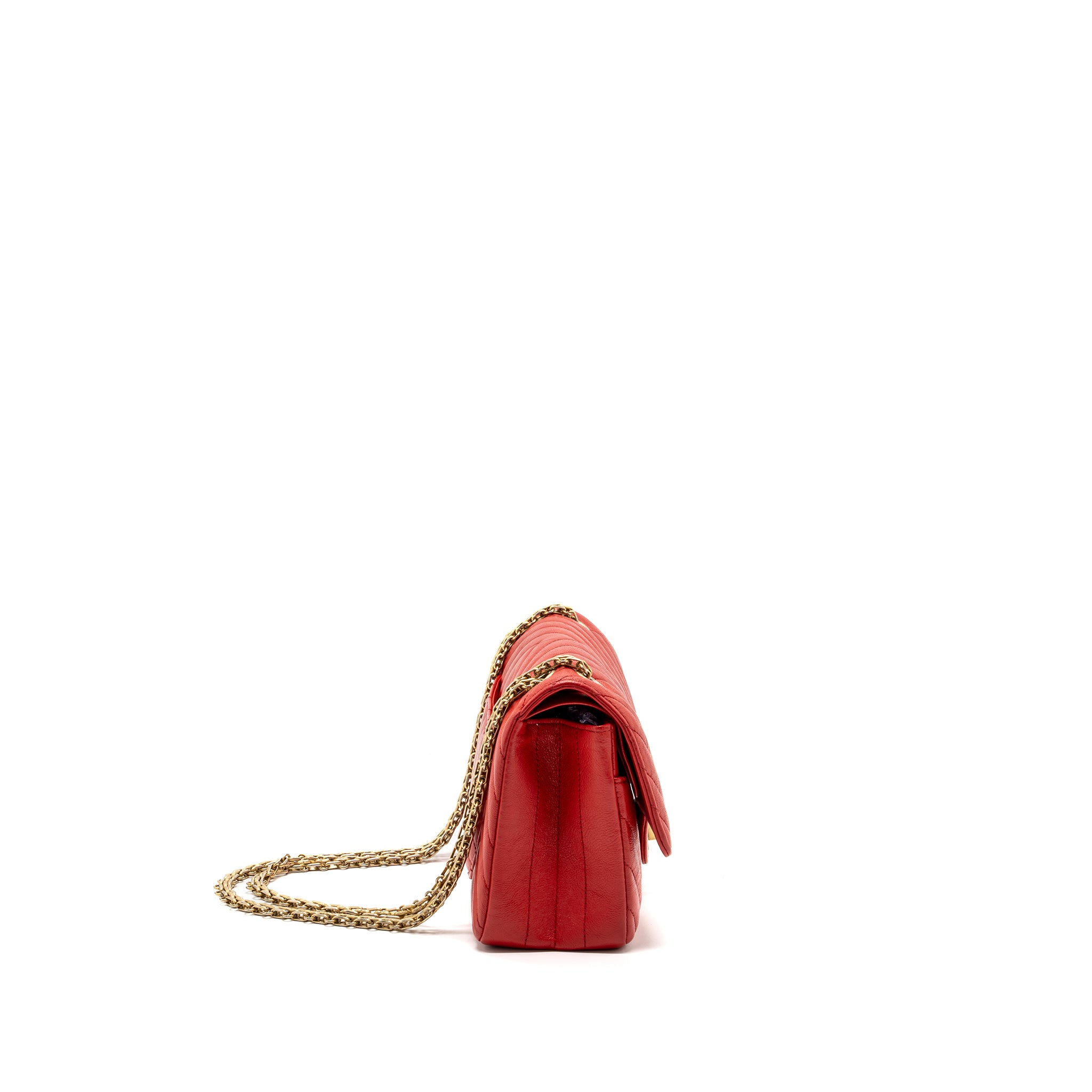 Chanel Small 2.55 Reissue Flap Bag Chevron Calfskin Red GHW - Image 3