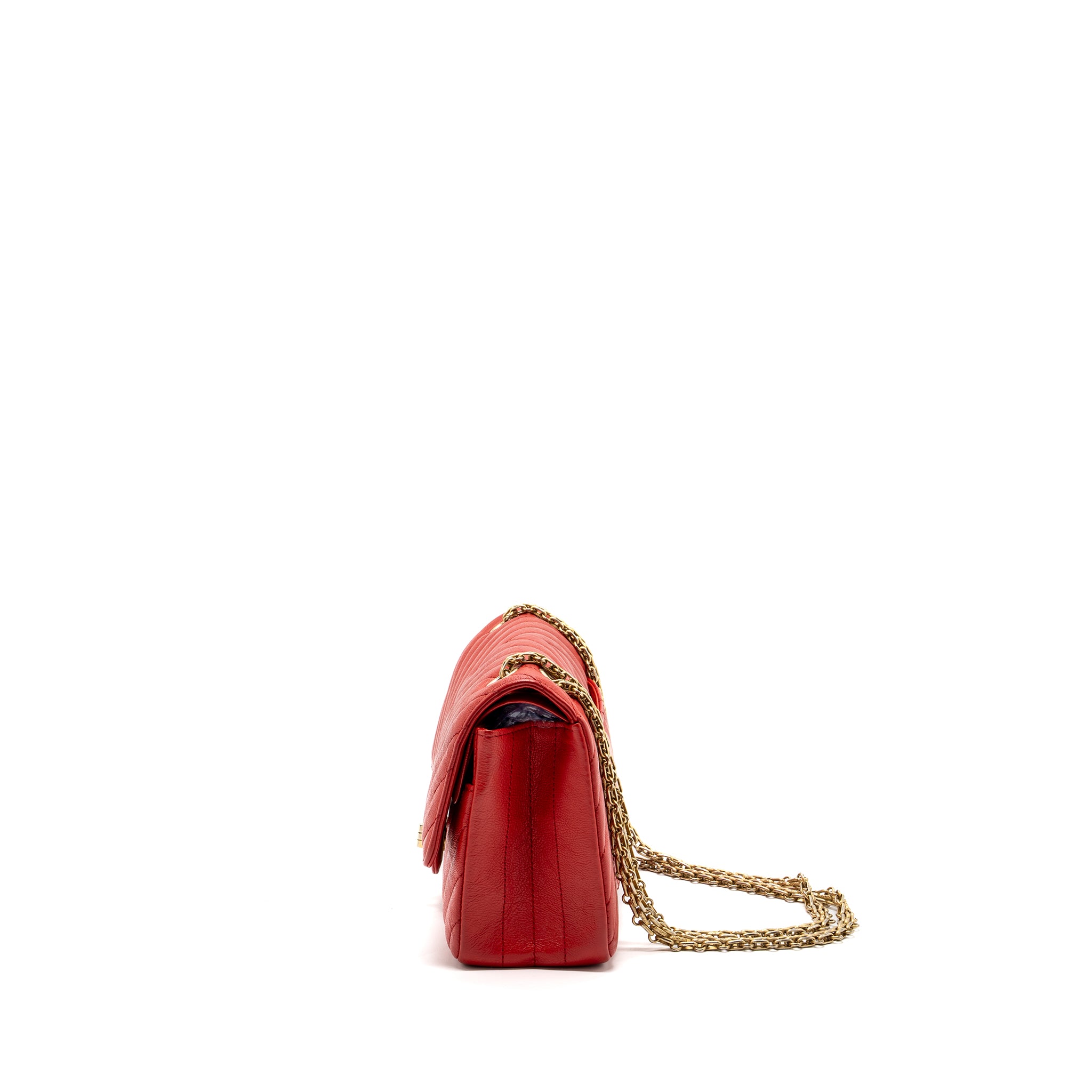 Chanel Small 2.55 Reissue Flap Bag Chevron Calfskin Red GHW - Image 4