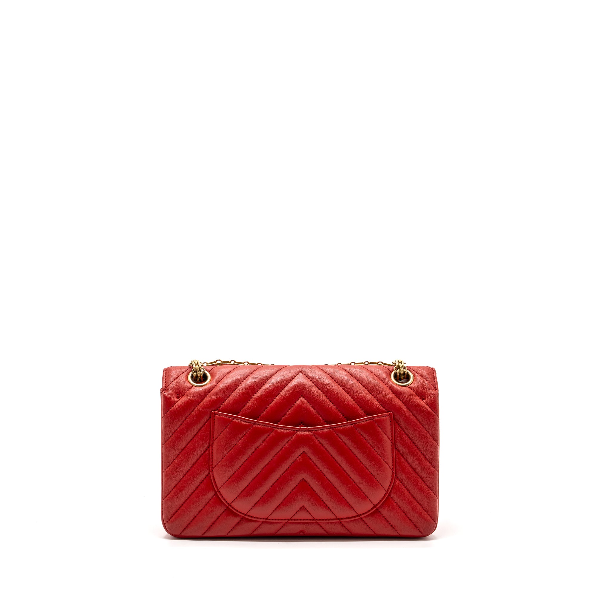 Chanel Small 2.55 Reissue Flap Bag Chevron Calfskin Red GHW - Image 2