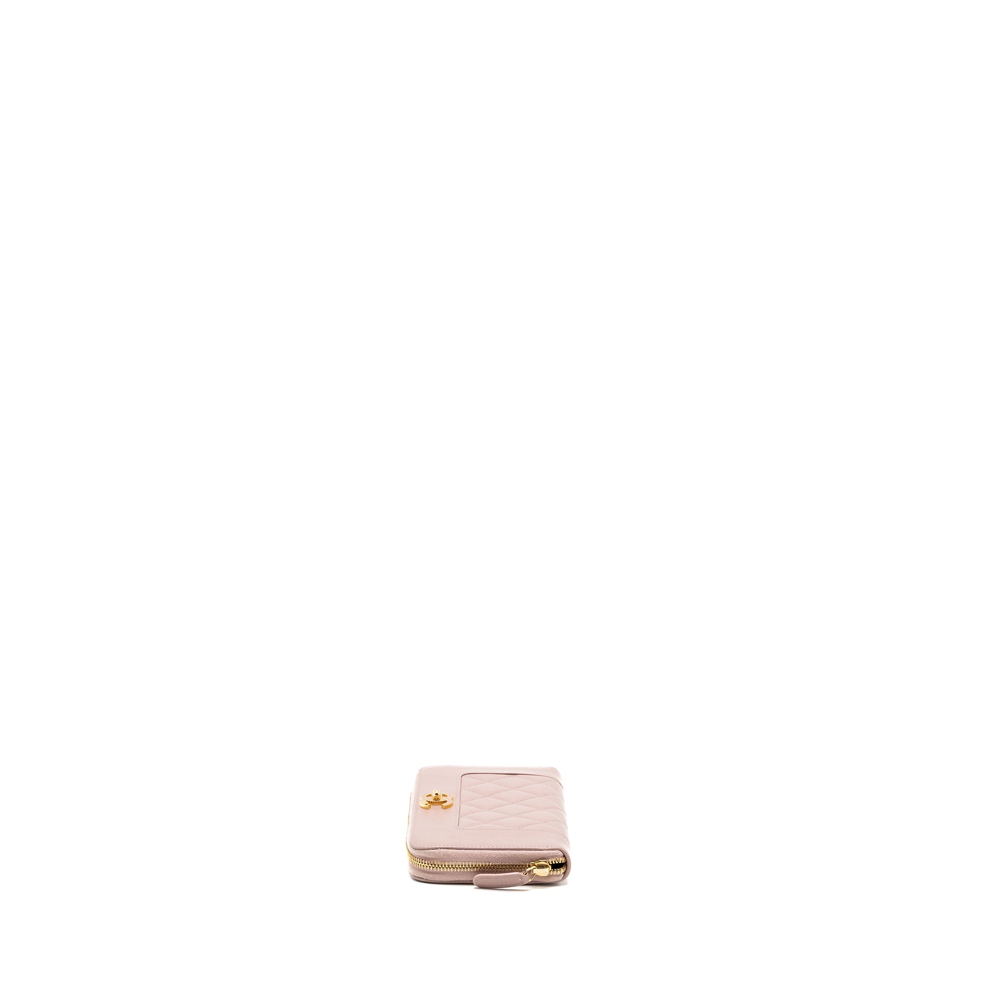 Chanel zip long wallet goatskin leather light pink GHW - Image 3