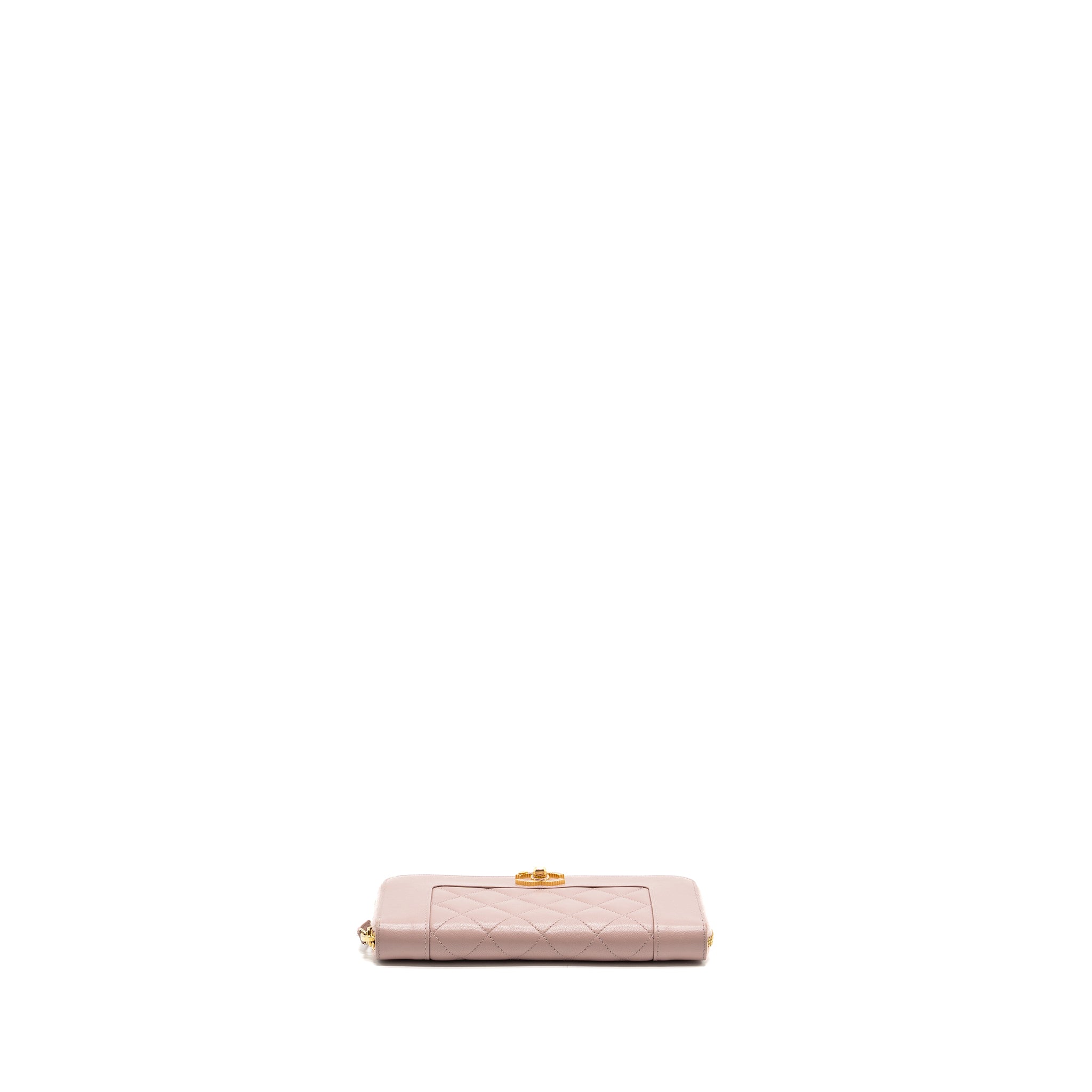 Chanel zip long wallet goatskin leather light pink GHW - Image 5