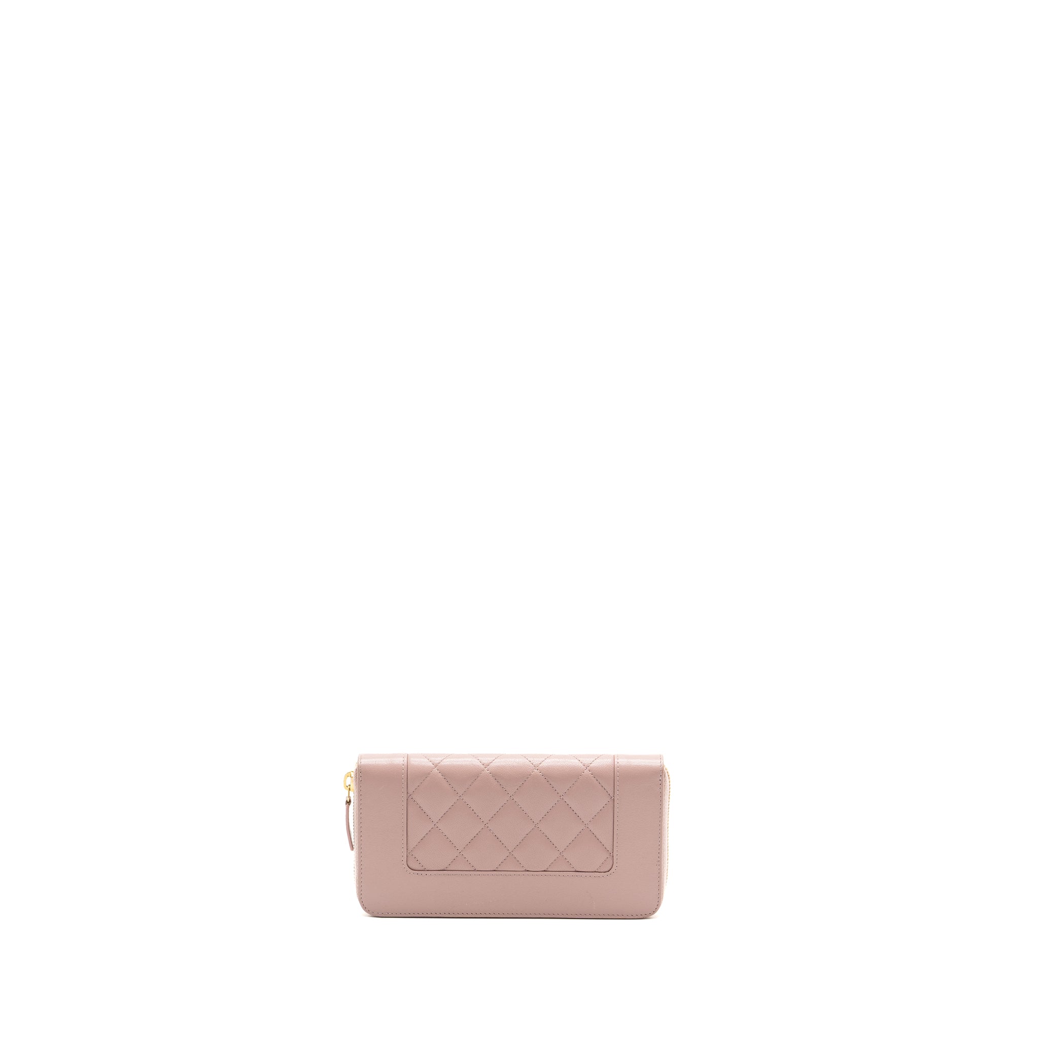 Chanel zip long wallet goatskin leather light pink GHW - Image 2