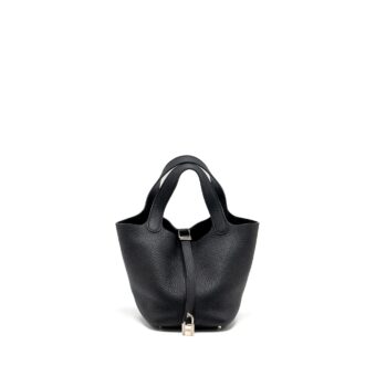 Hermes Picotin 18 Lock bag Clemence black SHW stamp square O