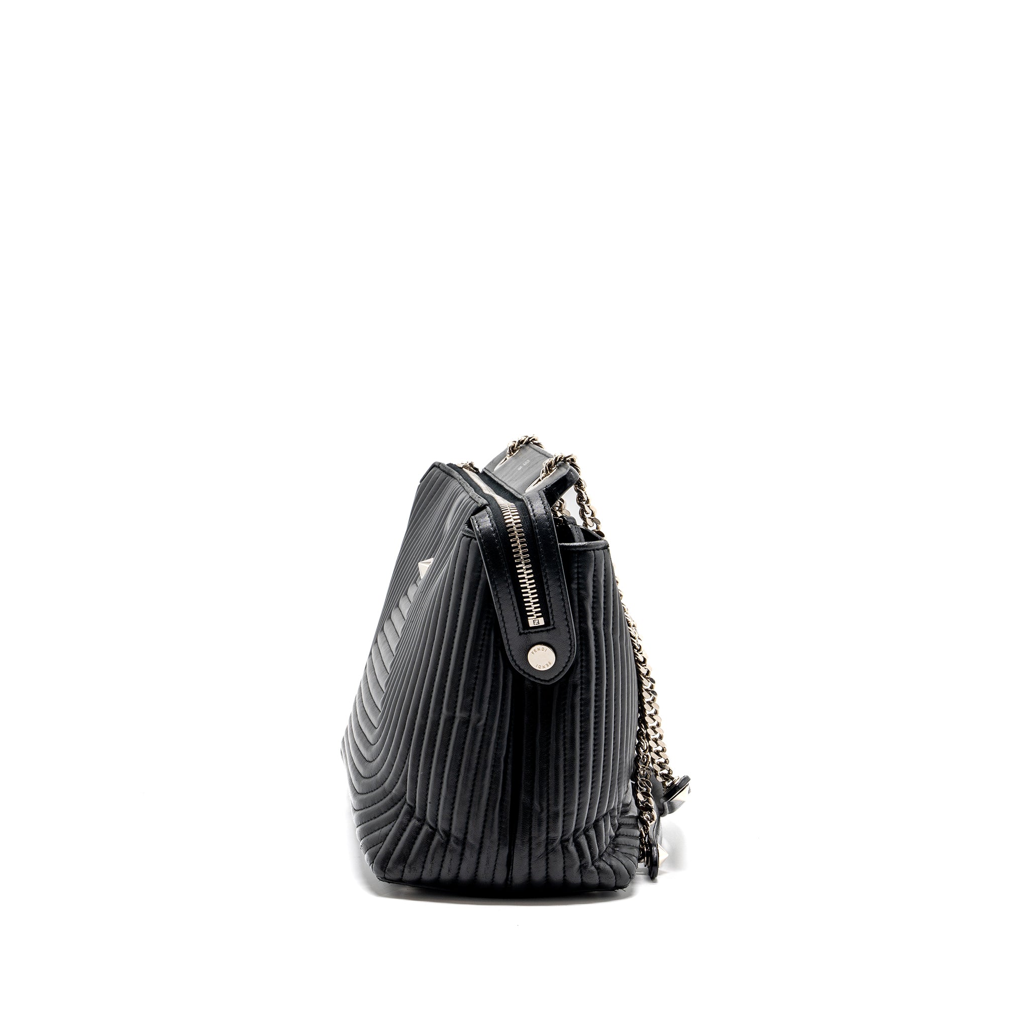 Fendi doctom chain shoulder bag leather black SHW - Image 4