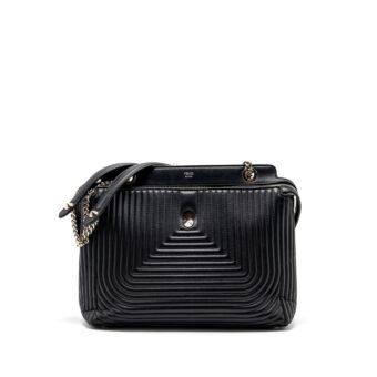 Fendi doctom chain shoulder bag leather black SHW