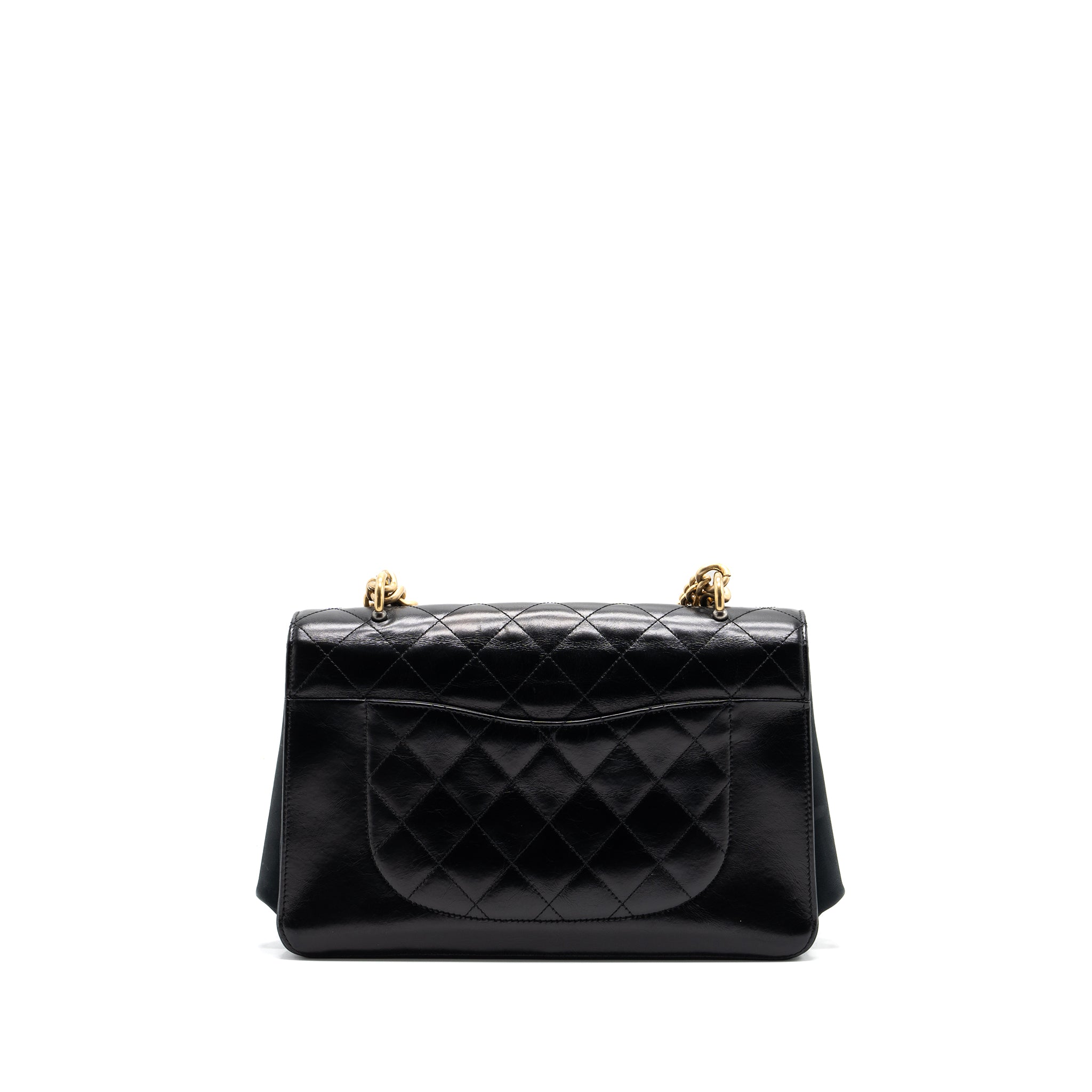 Chanel Flap Bag with chains handle calfskin black GHW - Image 4