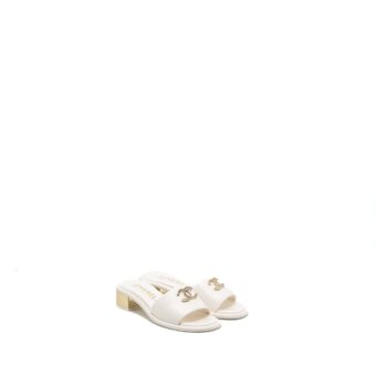 Chanel Size 36 23K Mules Lambskin White SHW
