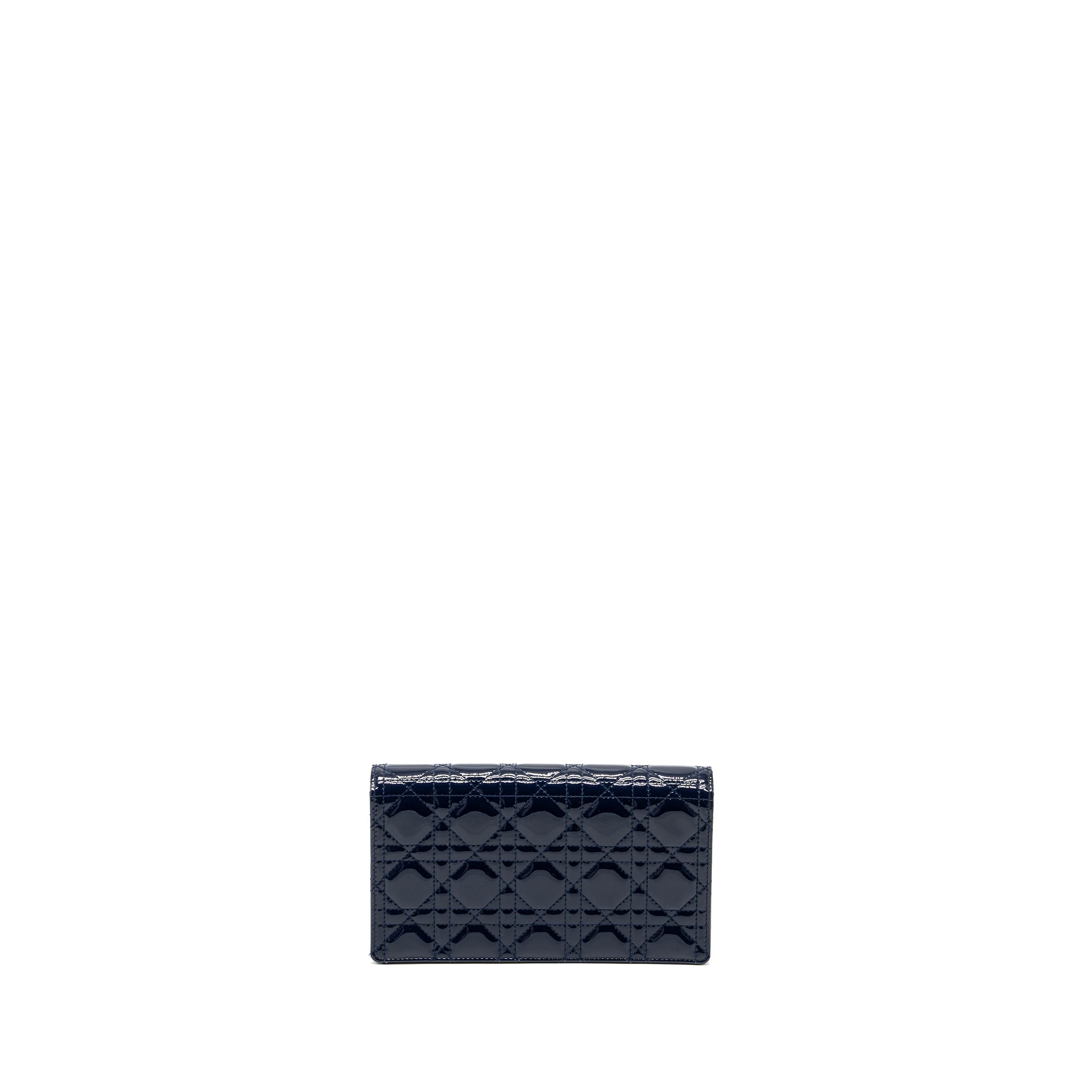 Dior Lady Dior Pouch with Chain patent dark blue LGHW - Image 2