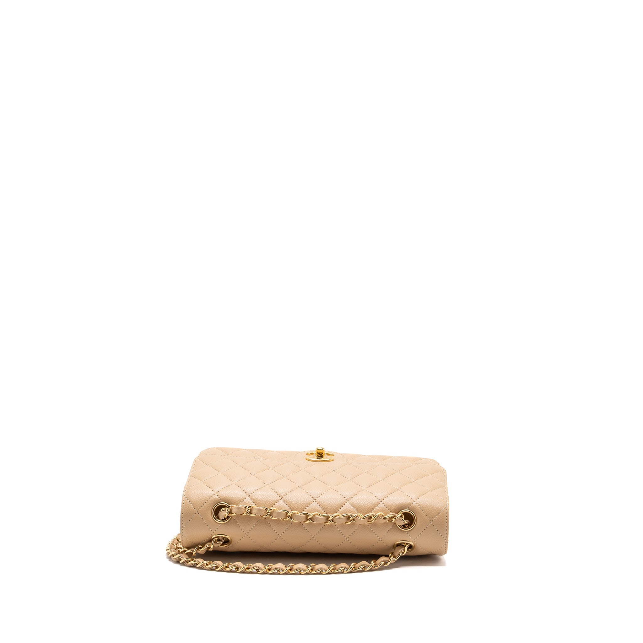 CHANEL MEDIUM CLASSIC DOUBLE FLAP BAG CAVIAR BEIGE GHW (microchip) - Image 5