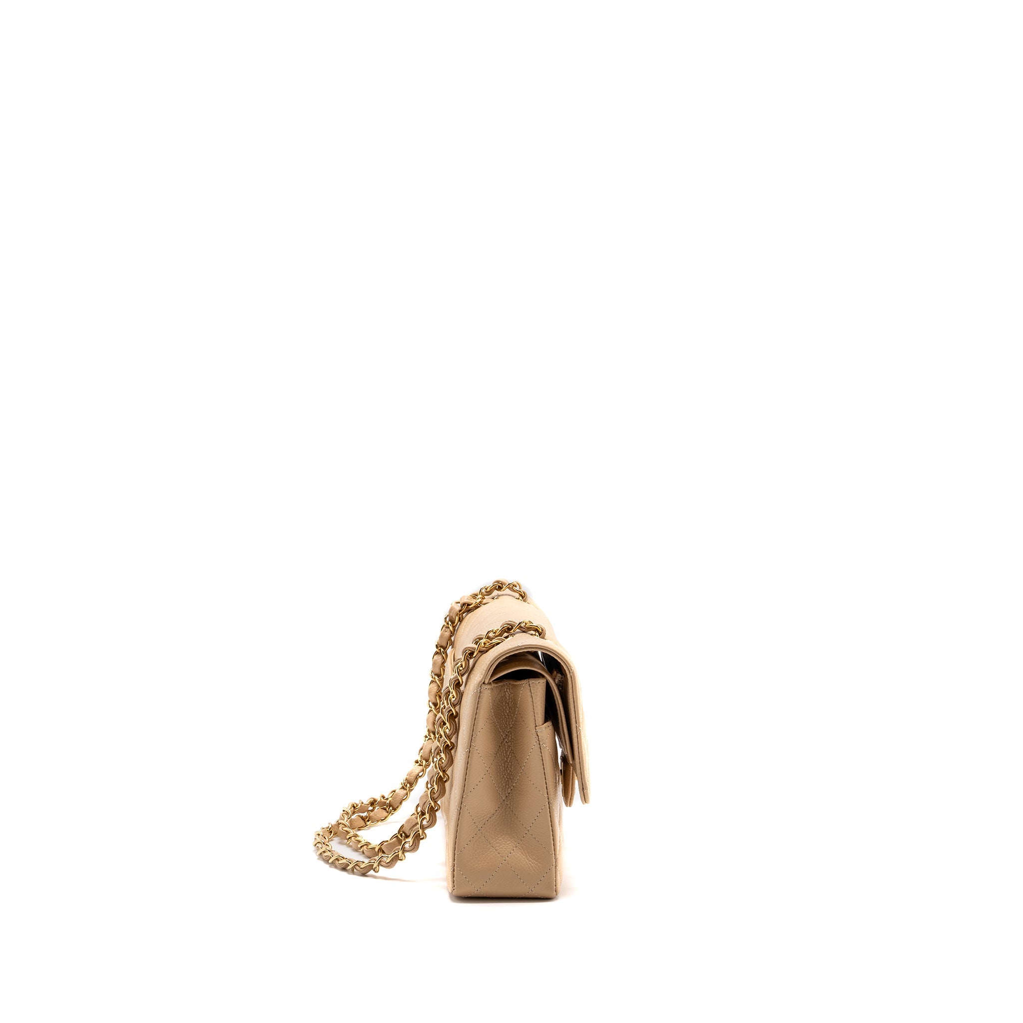 CHANEL MEDIUM CLASSIC DOUBLE FLAP BAG CAVIAR BEIGE GHW (microchip) - Image 2
