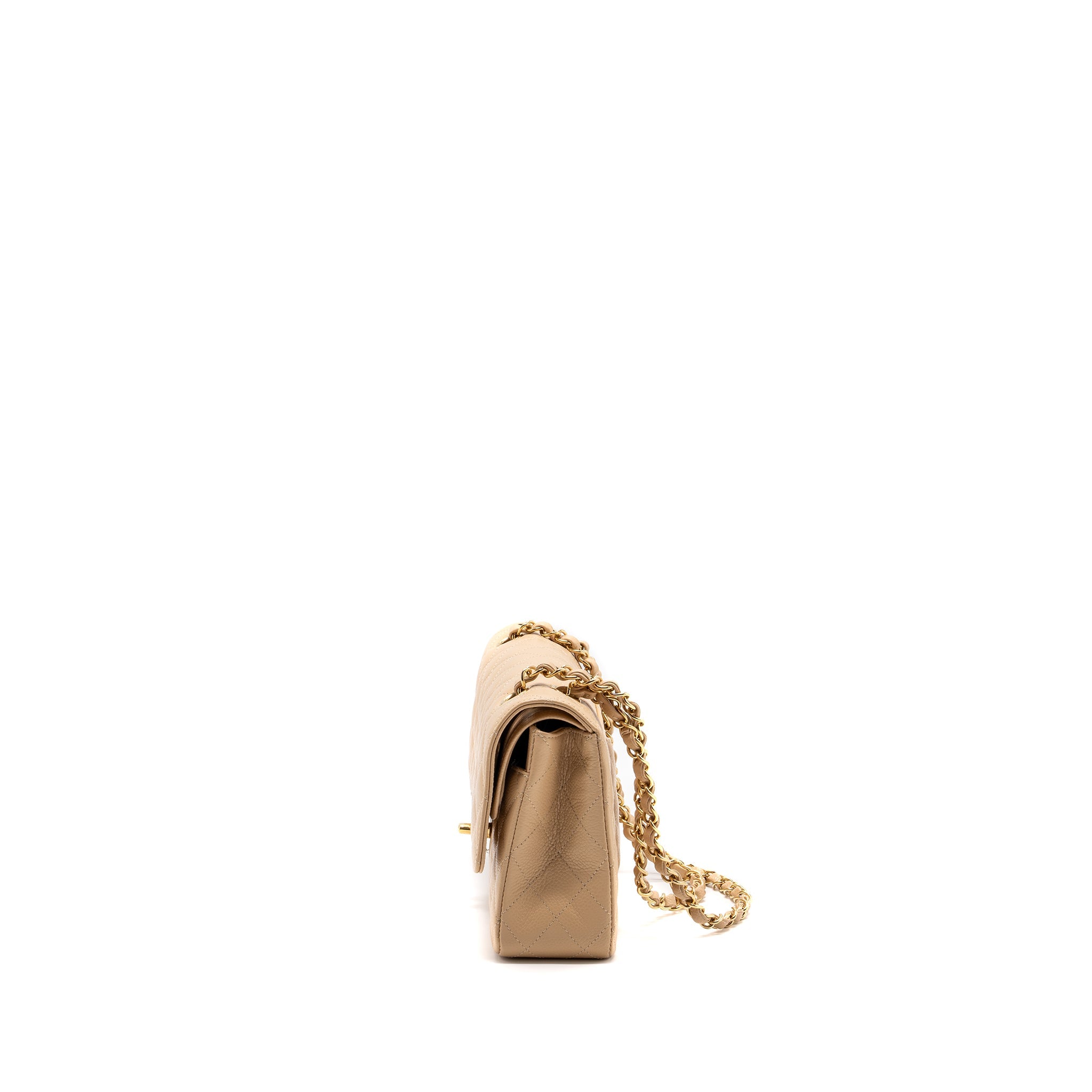 CHANEL MEDIUM CLASSIC DOUBLE FLAP BAG CAVIAR BEIGE GHW (microchip) - Image 3