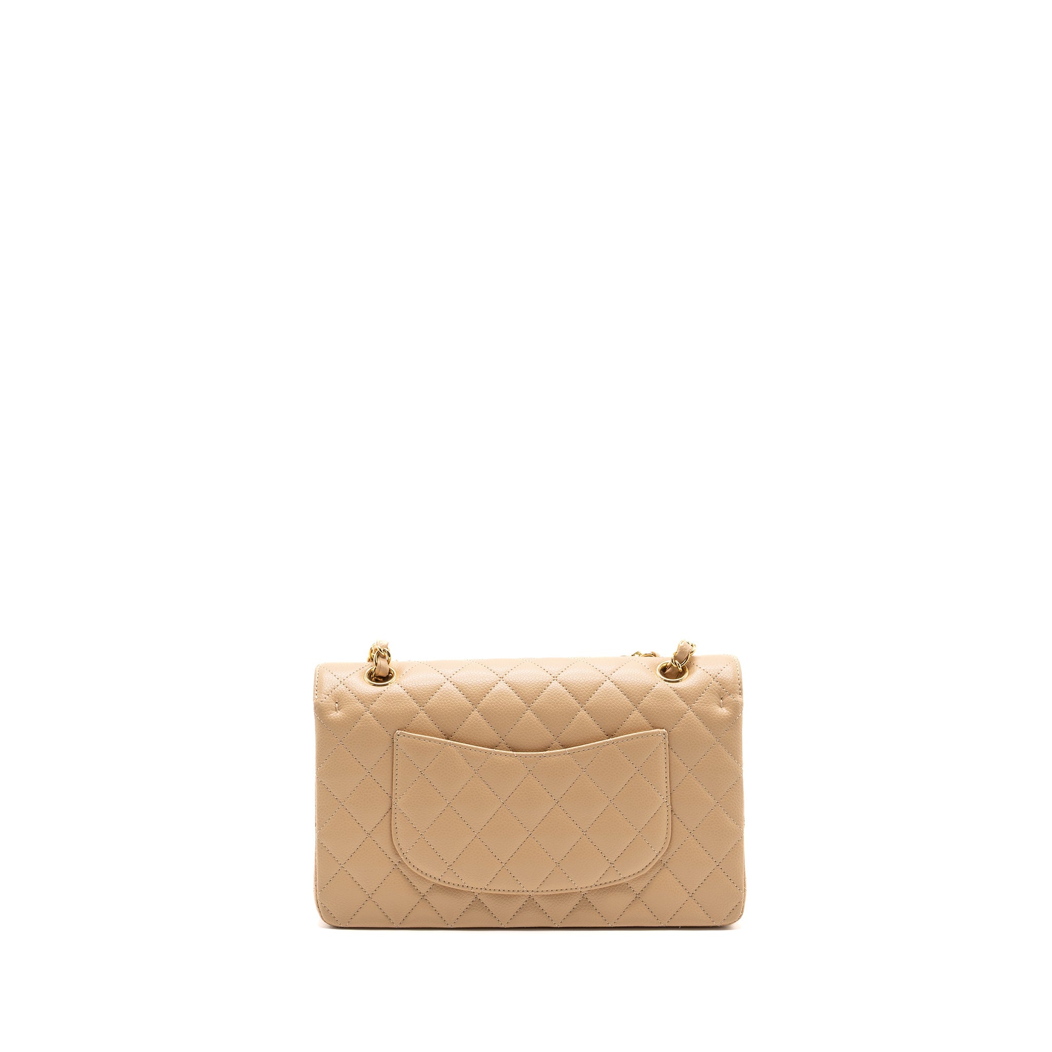 CHANEL MEDIUM CLASSIC DOUBLE FLAP BAG CAVIAR BEIGE GHW (microchip) - Image 4