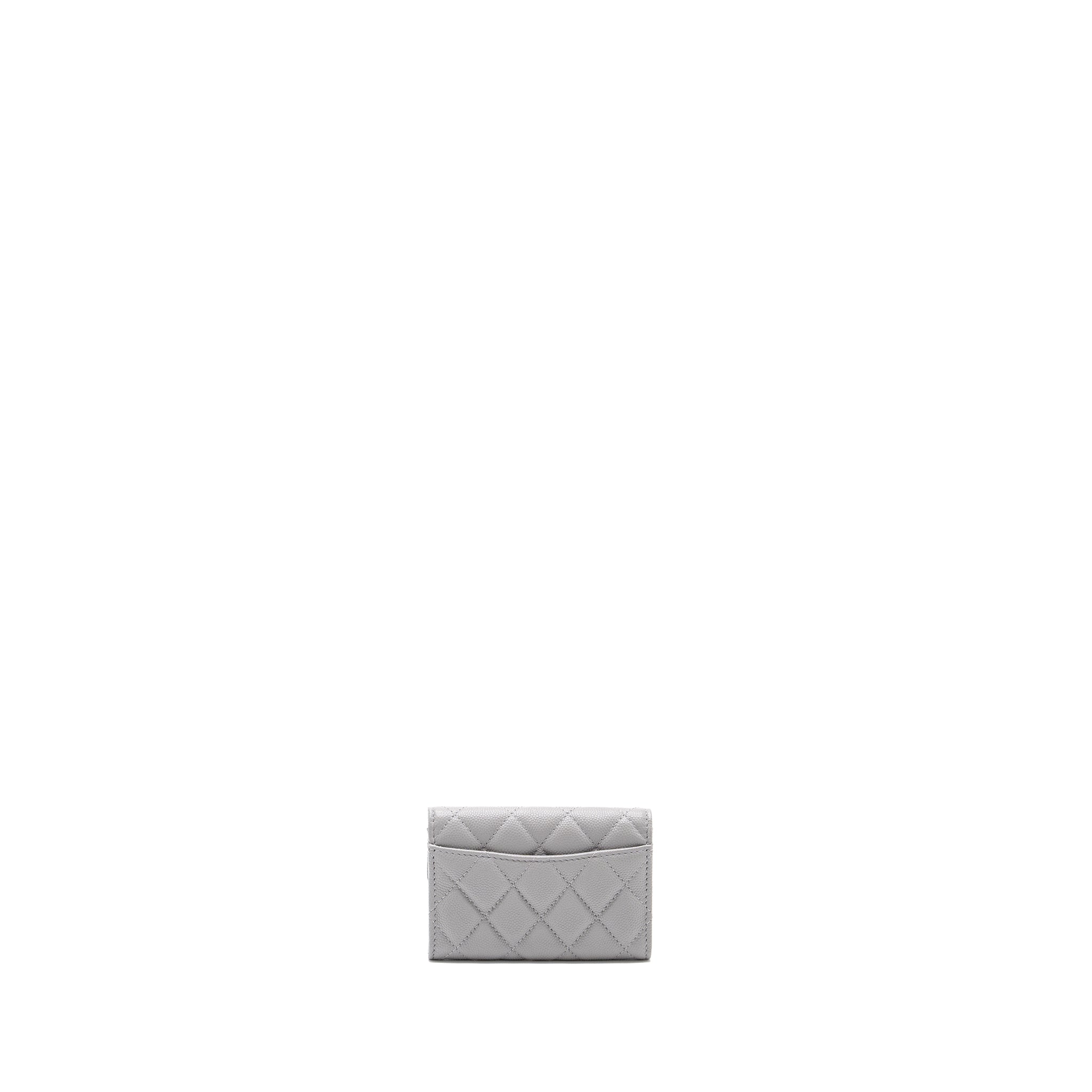 Chanel Classic Flap Card Holder Caviar Light Grey LGHW - Image 2
