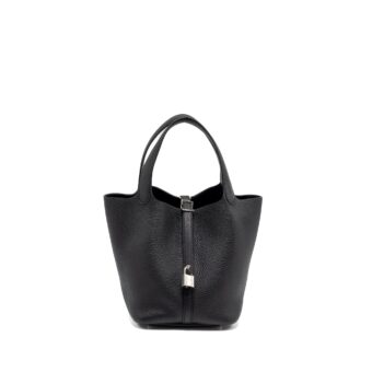 Hermes Picotin 22 Lock Bag Clemence Black SHW Stamp B
