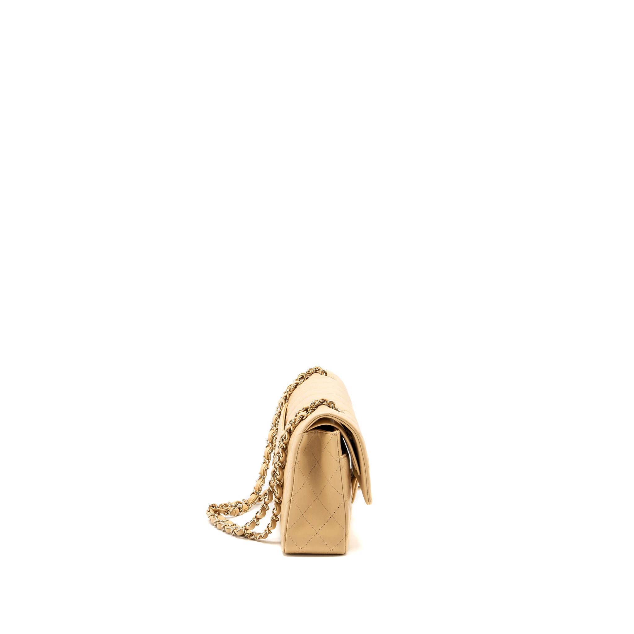 Chanel Medium Classic Double Flap Bag Lambskin Beige LGHW (Microchip) - Image 3