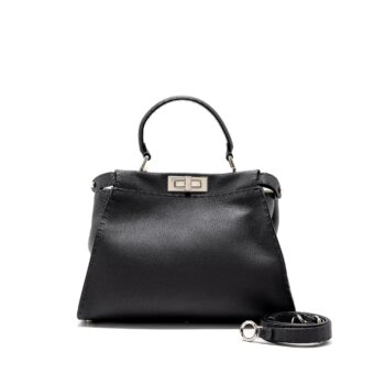 Fendi Medium Peekaboo Bag Selleria Leather Black SHW