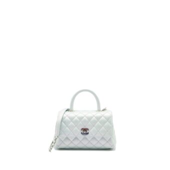 Chanel Small Coco Handle Caviar Iridescent Light Blue multicolour hardware (microchip)