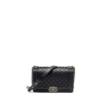 Chanel Medium Boy Bag Caviar Black Ruthenium Hardware