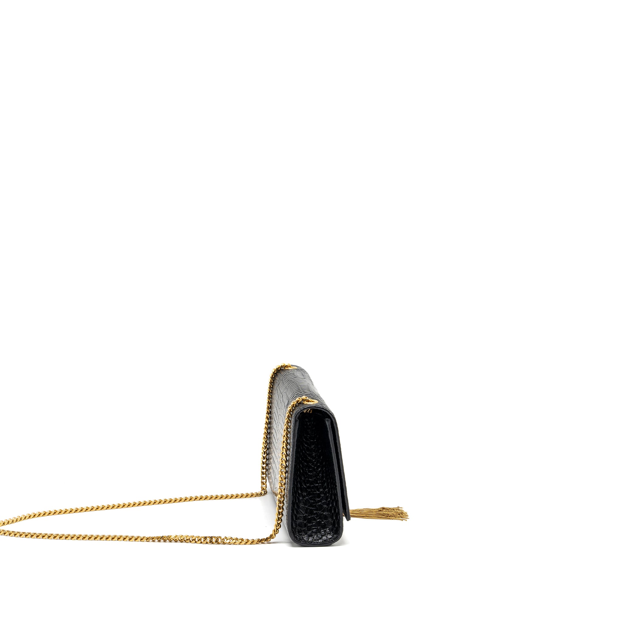 Saint Laurent Kate bag Tassel croc-embossed black GHW - Image 3