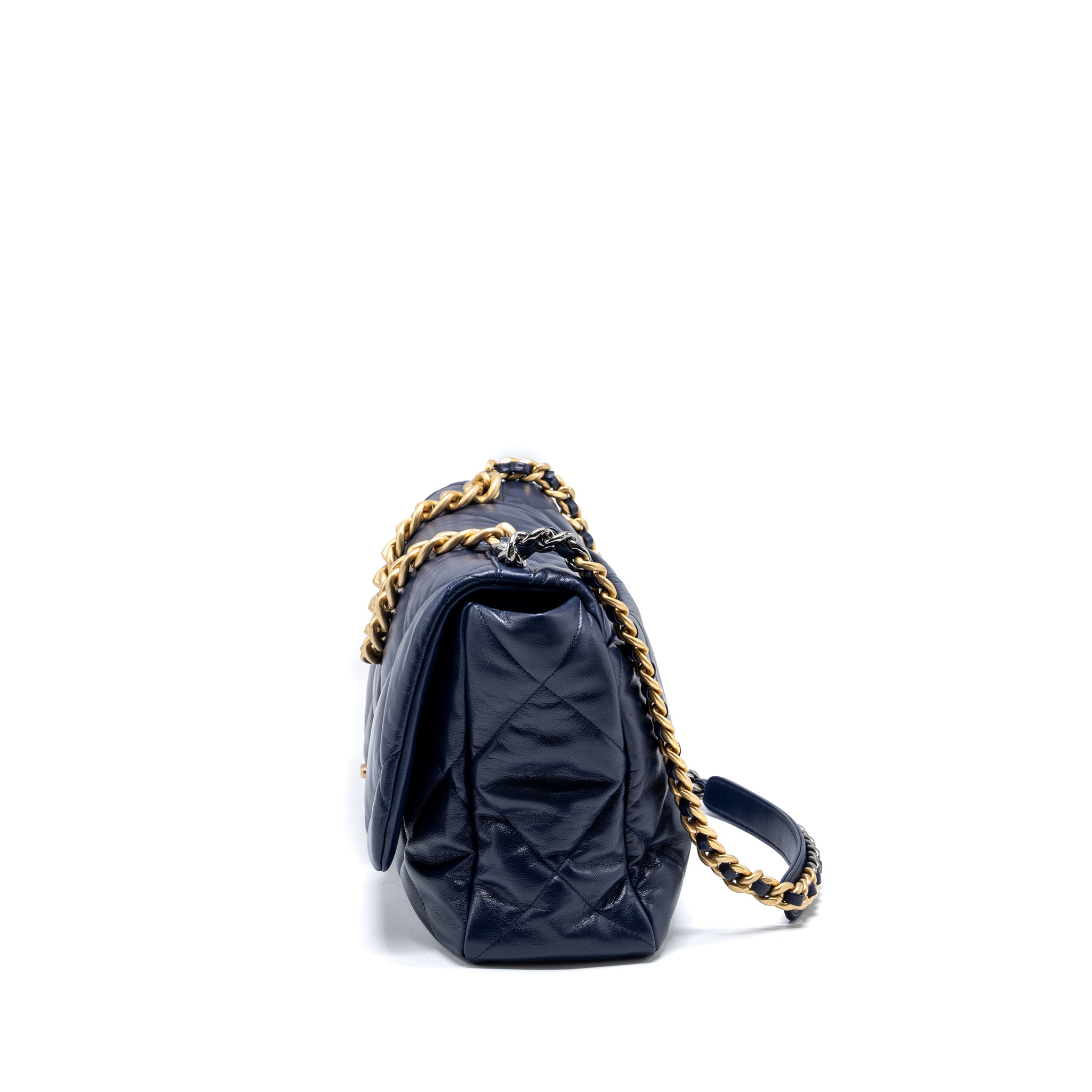 Chanel maxi 19 bag goatskin dark blue multicolour hardware - Image 4