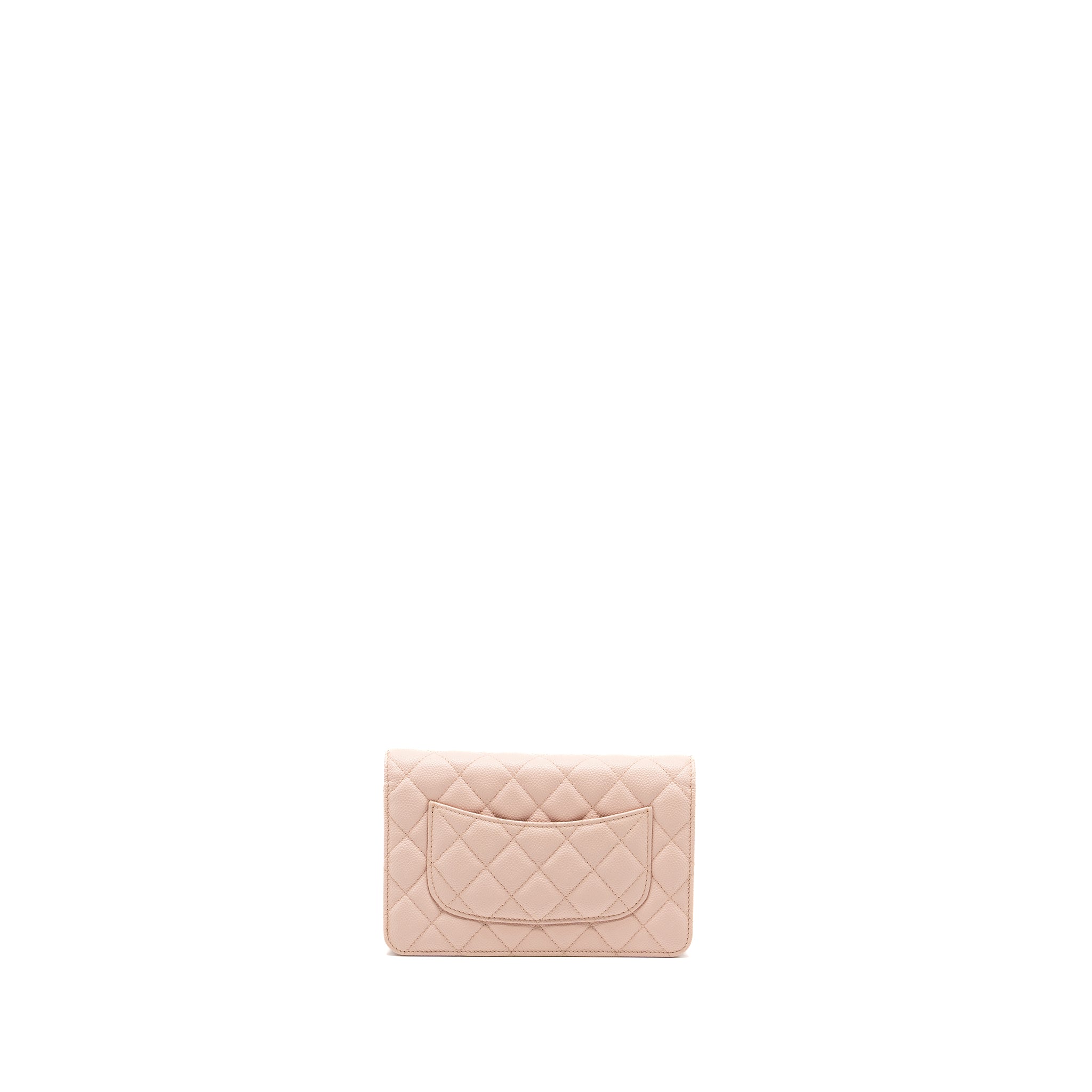 Chanel Enamel logo quilted wallet on chain caviar light pink LGHW - Image 2