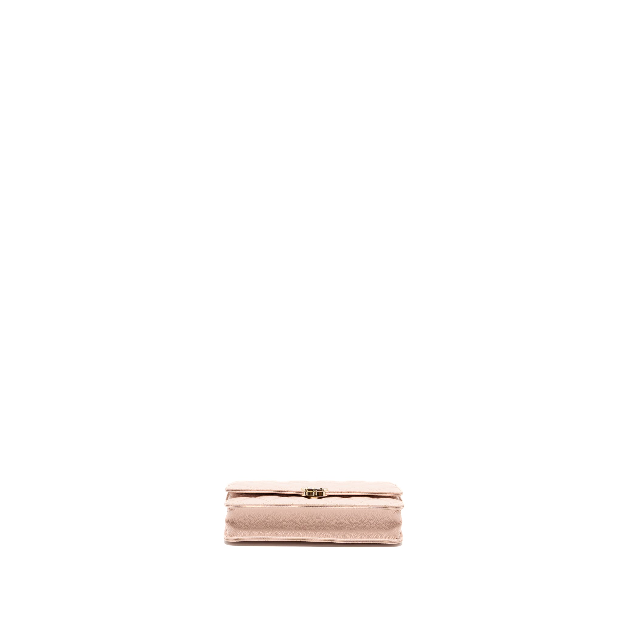 Chanel Enamel logo quilted wallet on chain caviar light pink LGHW - Image 5