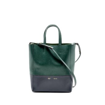Celine vertical cabas calfskin green / navy GHW