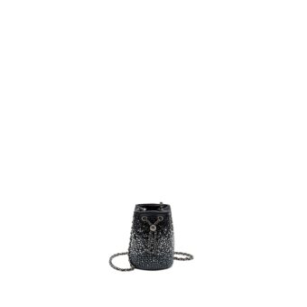 Chanel super mini Crystal studded clutch with chain lambskin black ruthenium hardware