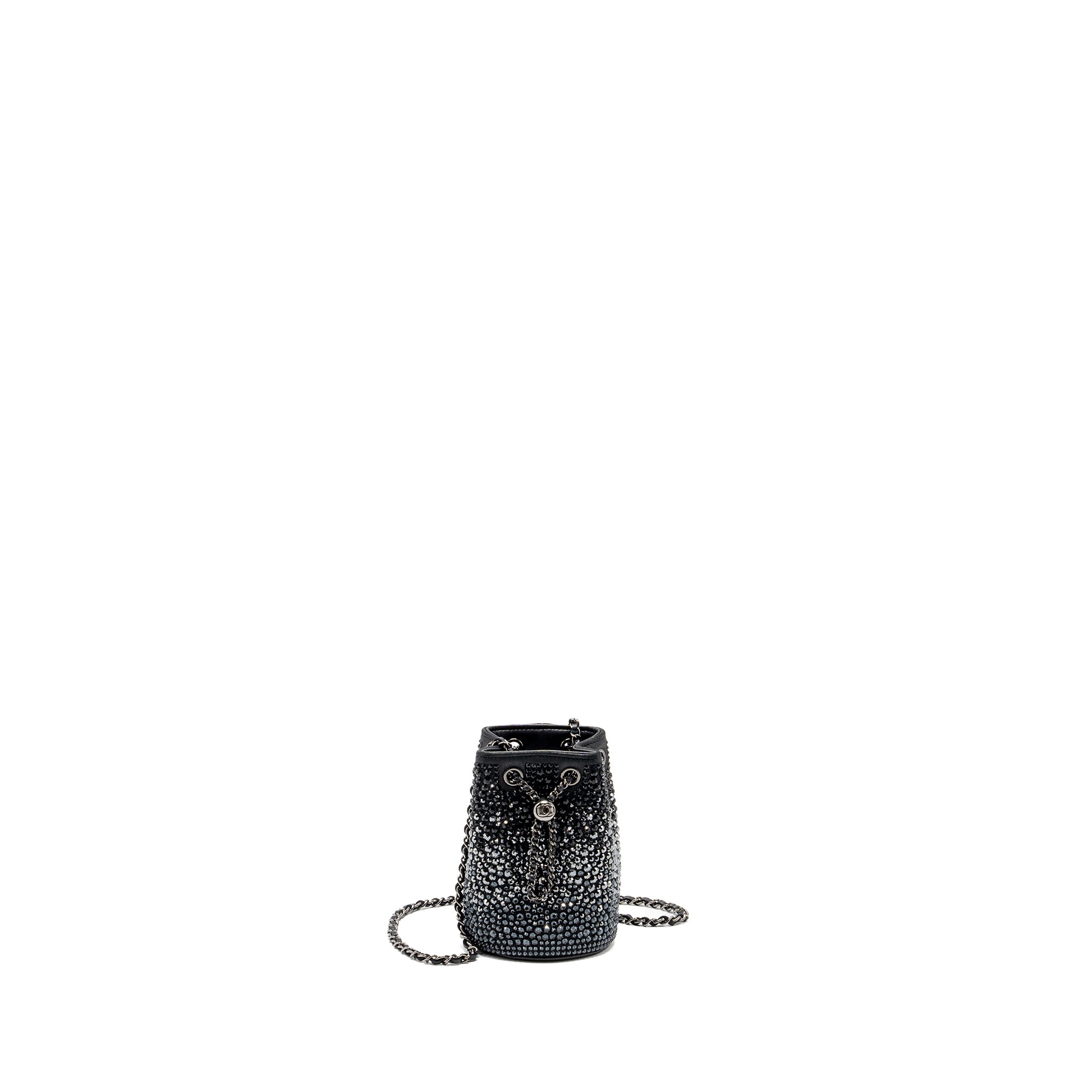 Chanel super mini Crystal studded clutch with chain lambskin black ruthenium hardware
