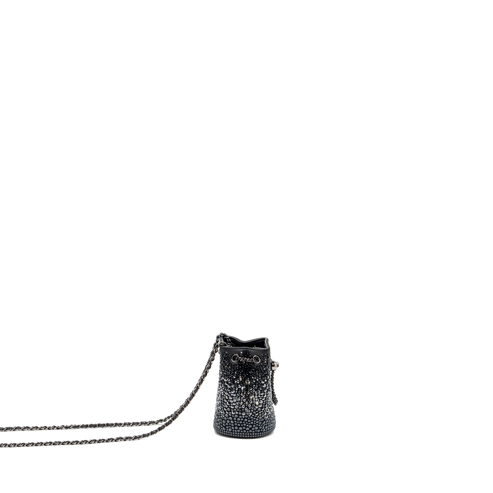 Chanel super mini Crystal studded clutch with chain lambskin black ruthenium hardware - Image 3