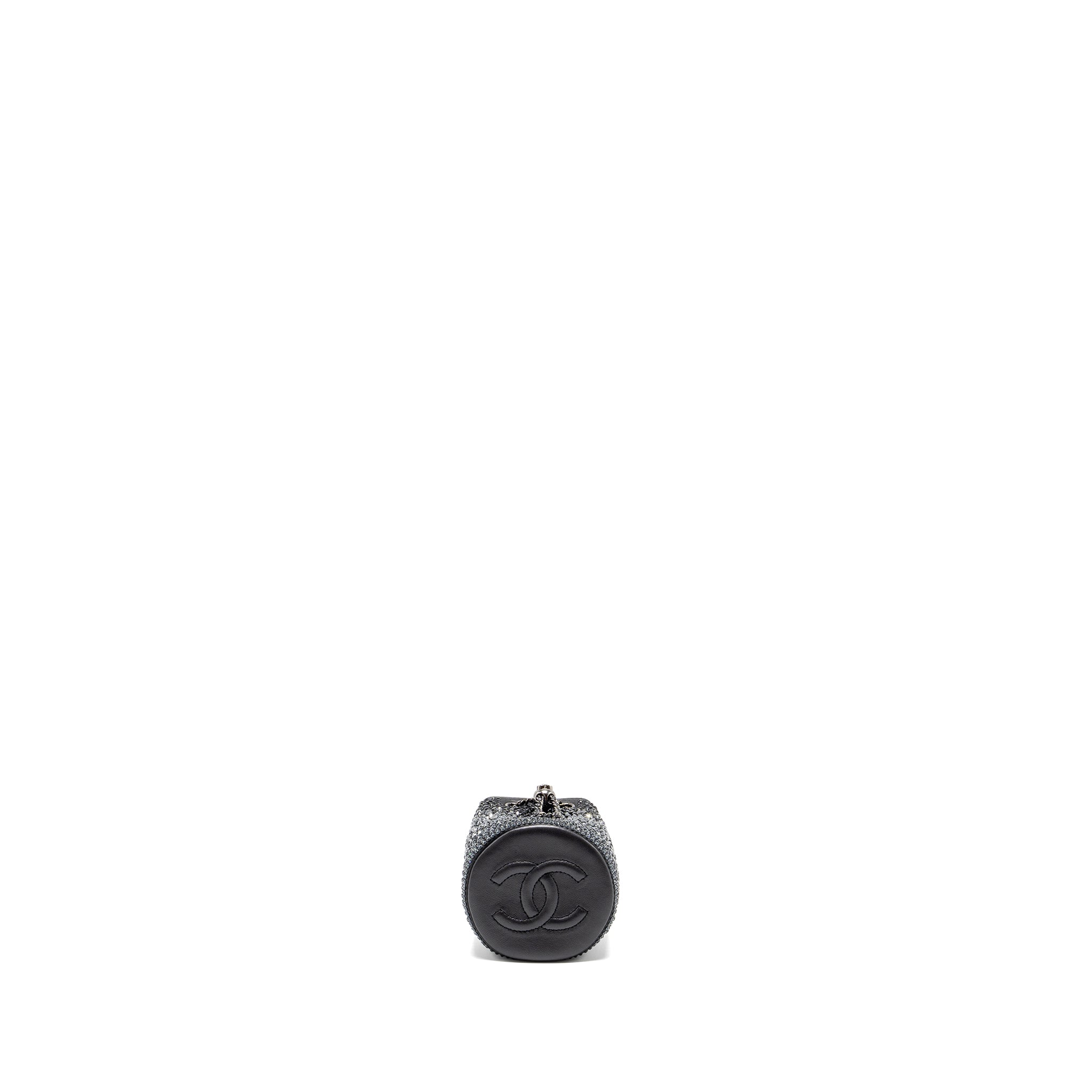 Chanel super mini Crystal studded clutch with chain lambskin black ruthenium hardware - Image 5