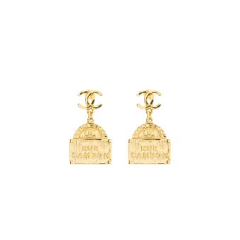 Chanel CC Logo Rue Cambo Drop Earring GHW