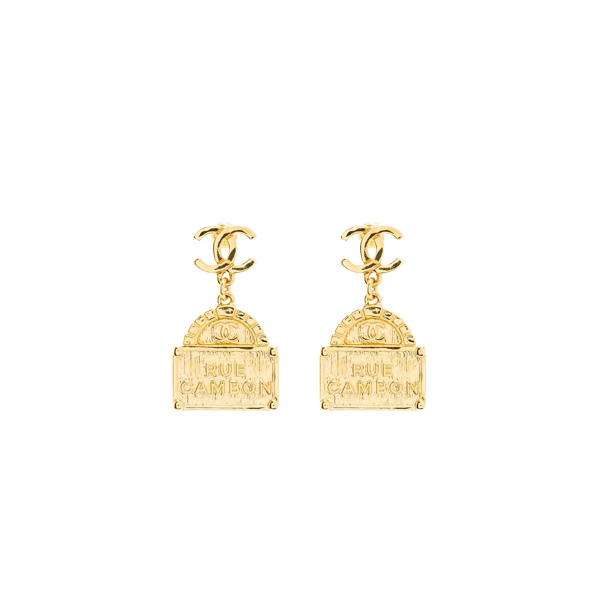 Chanel CC Logo Rue Cambo Drop Earring GHW