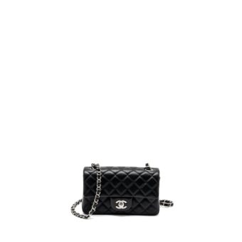 Chanel Mini Rectangular flap bag lambskin black SHW (microchip)