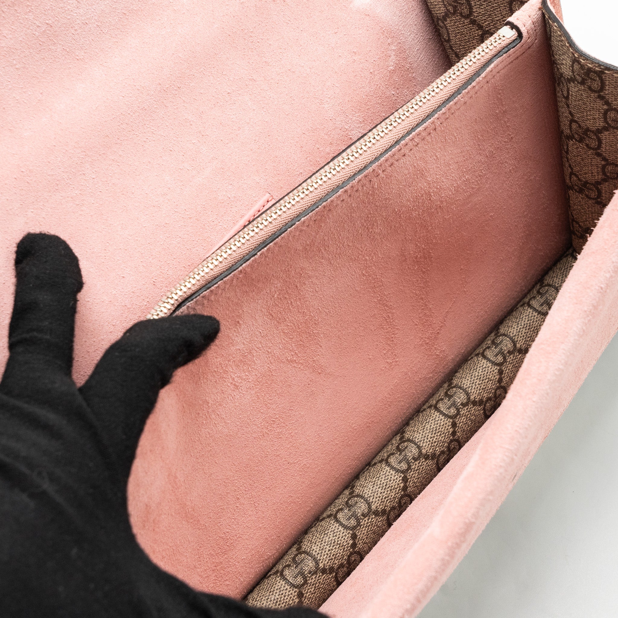 Gucci Dionysus Shoulder Bag GG Supreme Canvas/Suede Pink/Brown Limited Edition SHW - Image 11