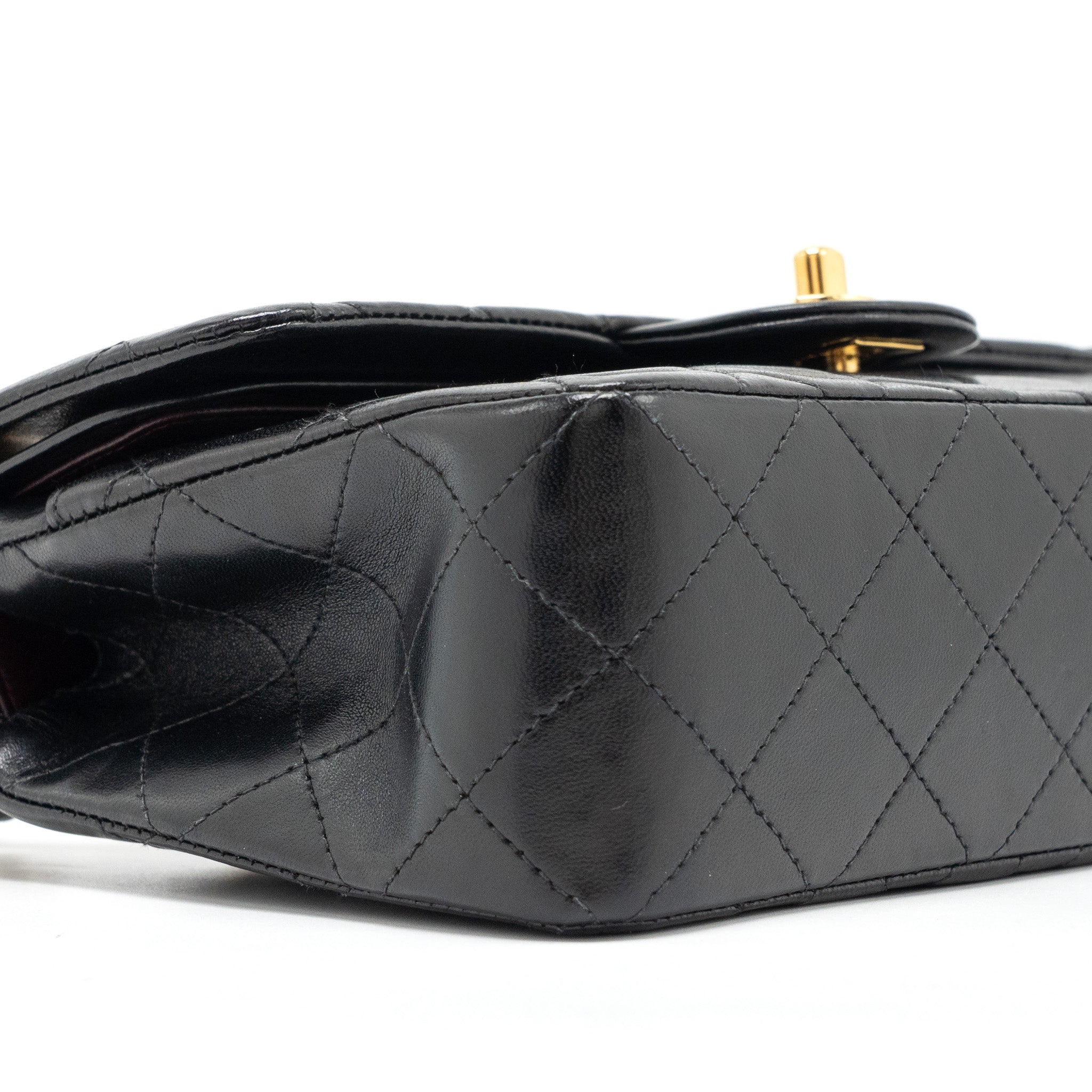 Chanel Vintage Small Classic Double Flap Bag Lambskin BLACK GHW - Image 6