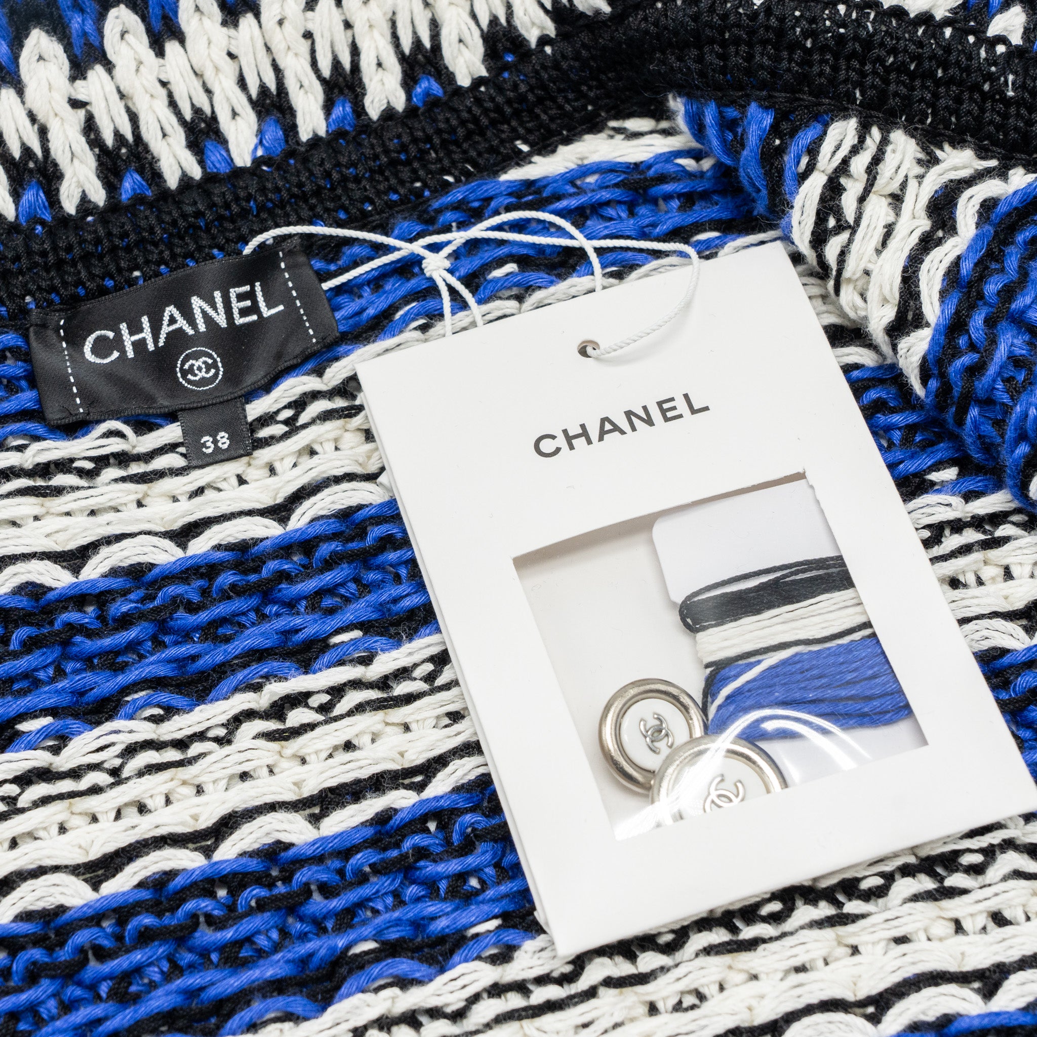 Chanel size 38 21C cotton jacket Cotton/Linen/paper blue/white/black - Image 6
