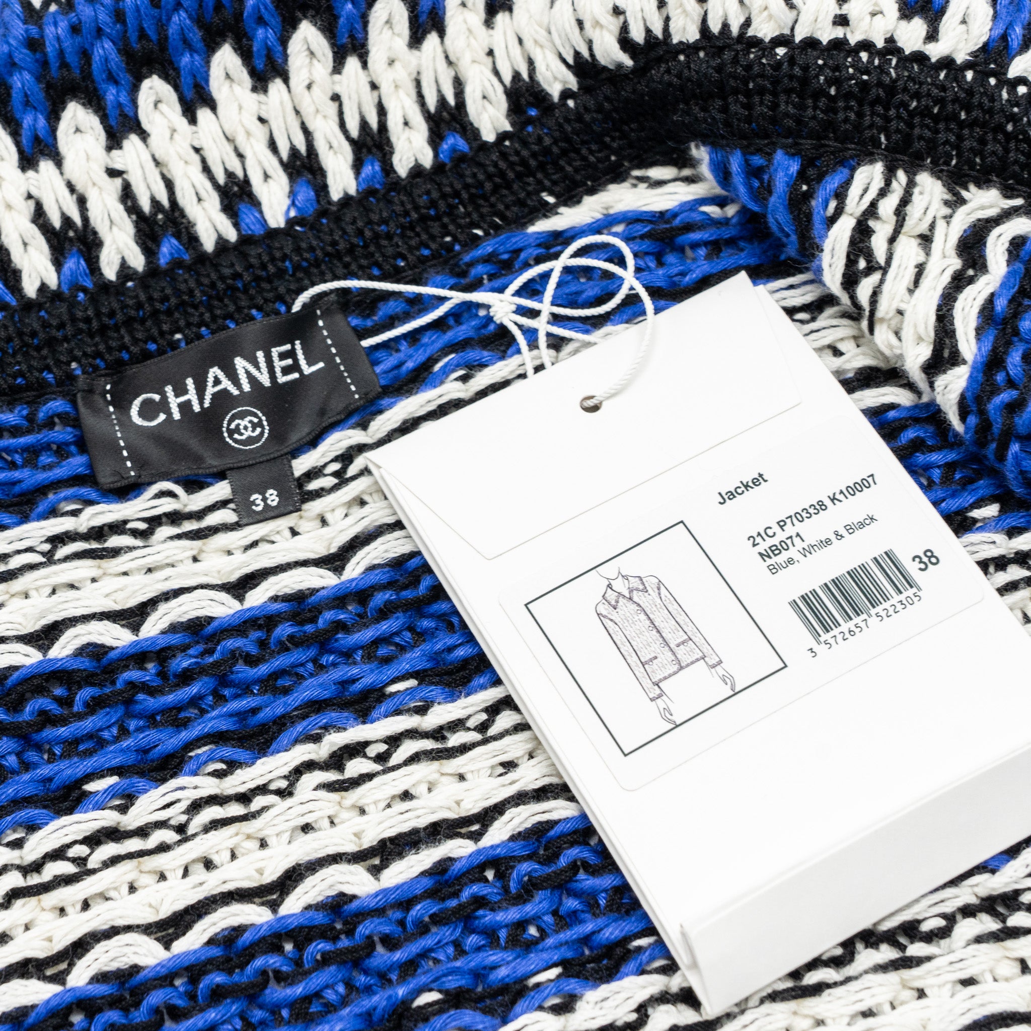 Chanel size 38 21C cotton jacket Cotton/Linen/paper blue/white/black - Image 7