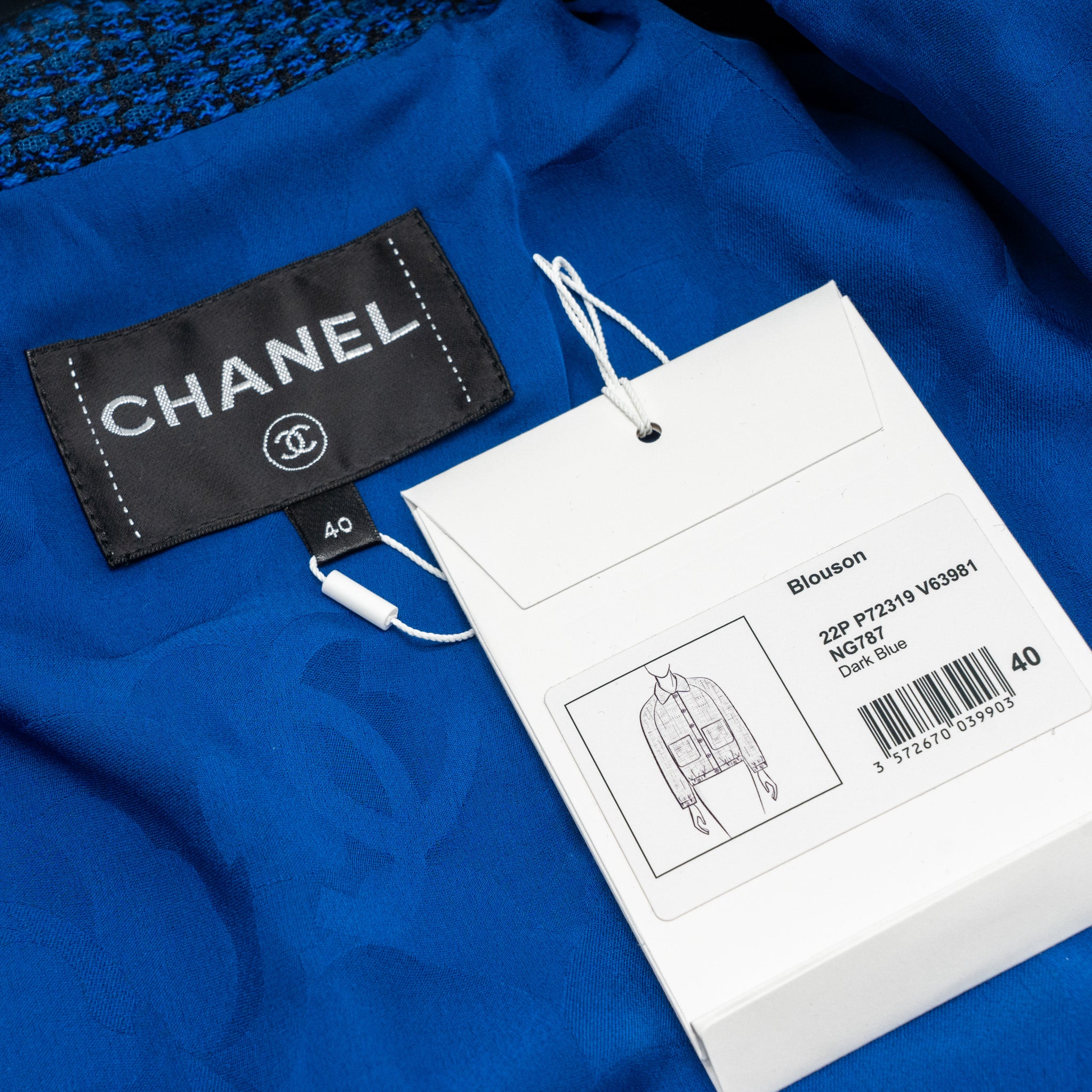 Chanel size 40 22P Blouson jacket cotton/wool/polyamide dark blue - Image 7