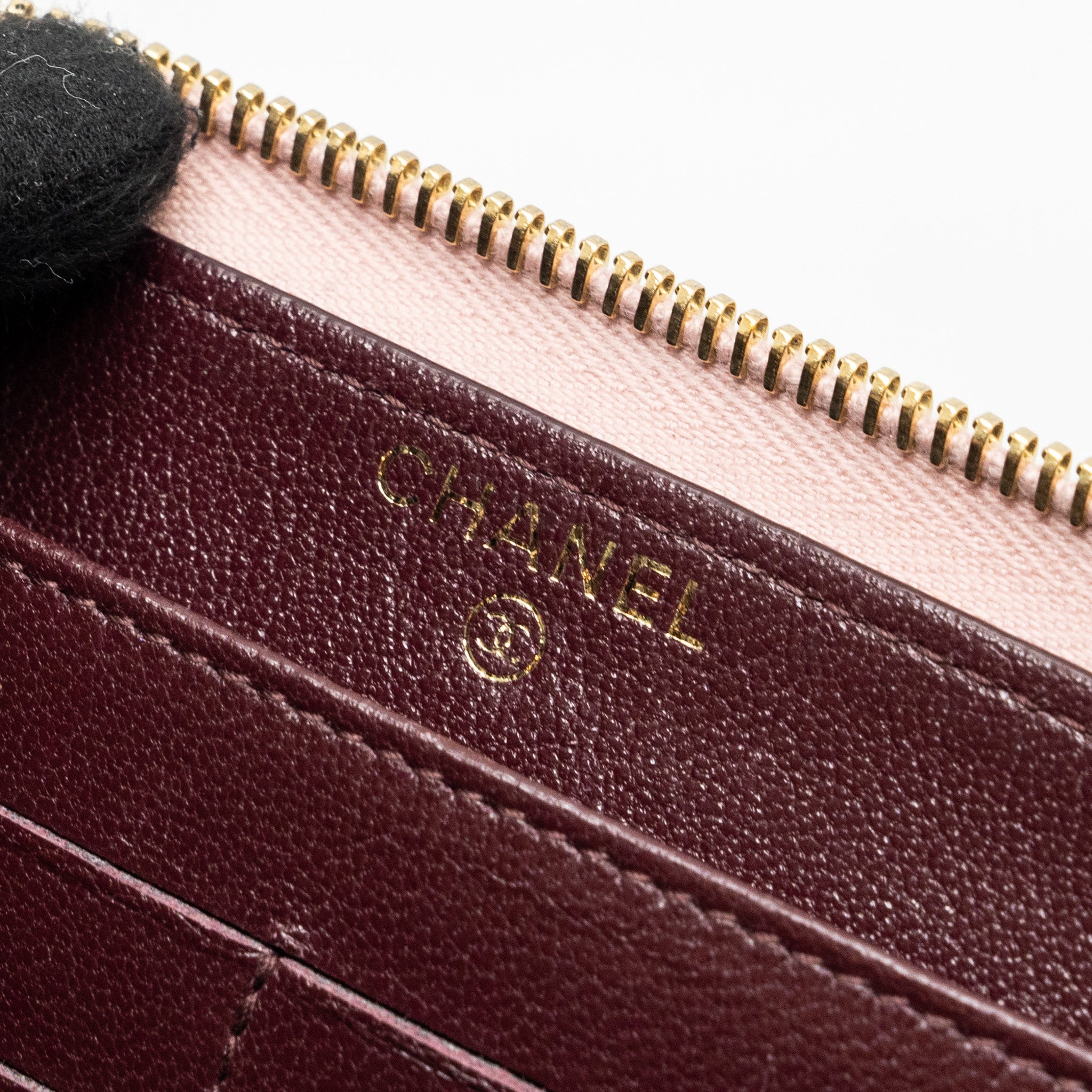 Chanel zip long wallet goatskin leather light pink GHW - Image 8