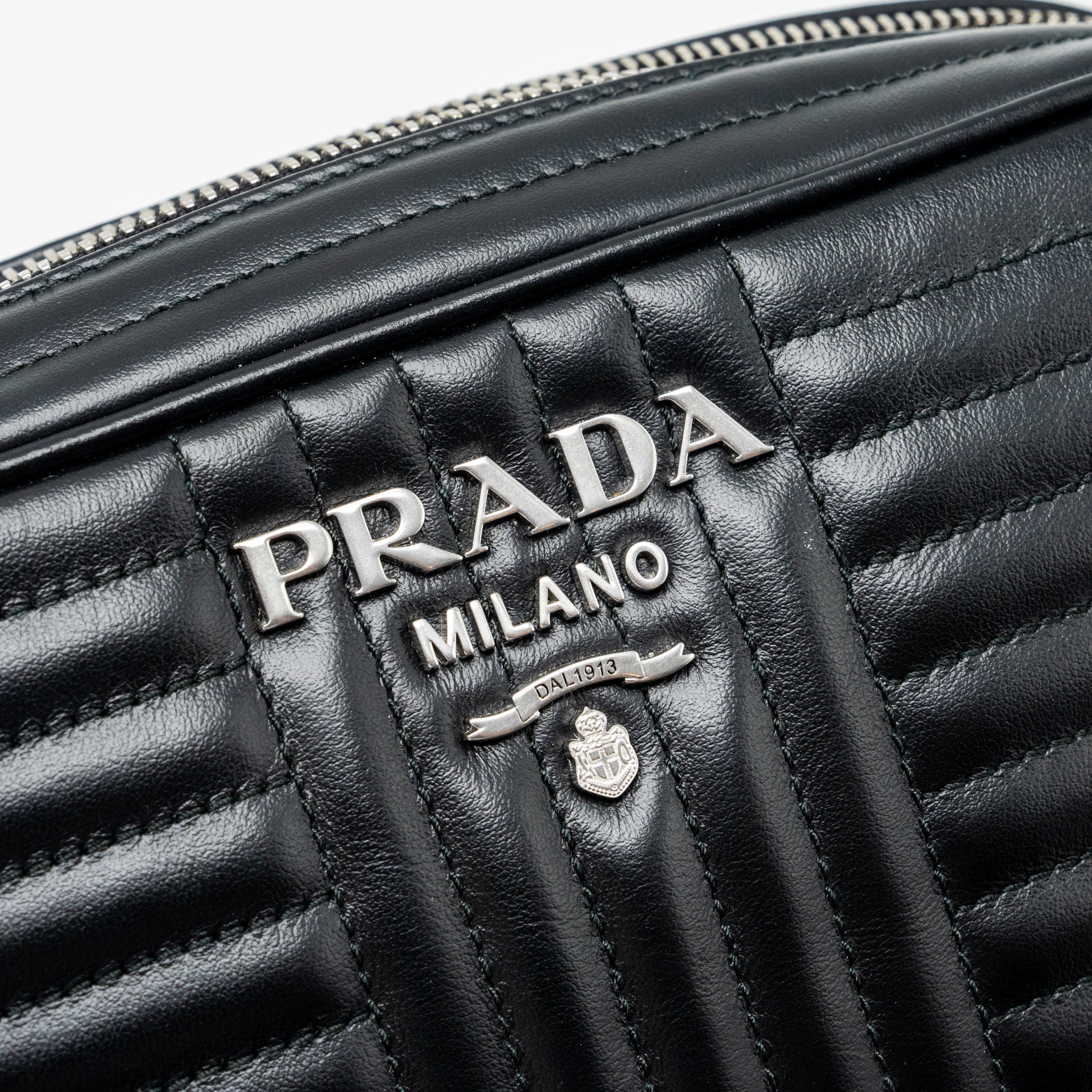 Prada Diagramme Camera Crossbody Bag Calfskin Black Ruthenium Hardware - Image 8