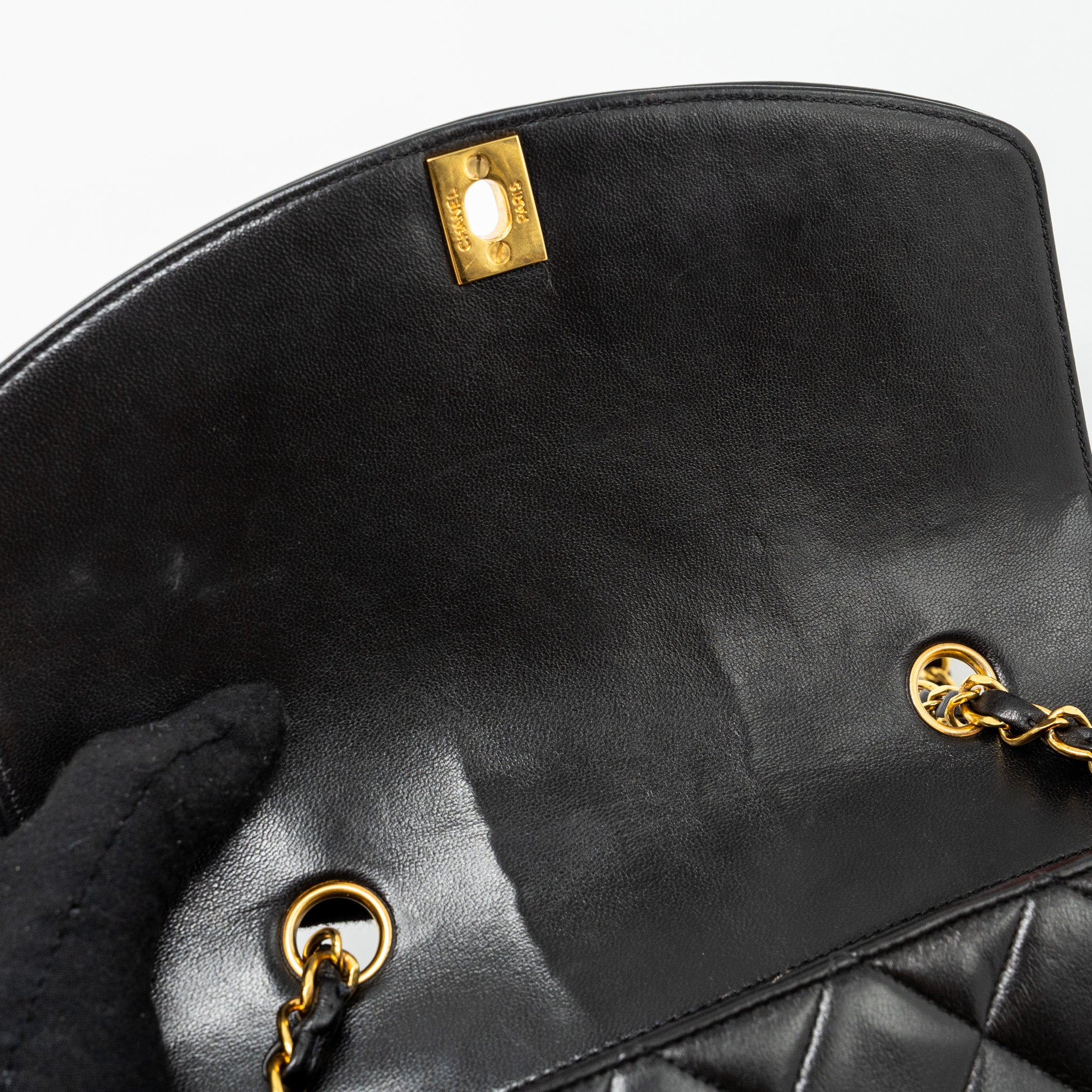 Chanel Vintage Small Diana Flap Bag Lambskin Black GHW - Image 10