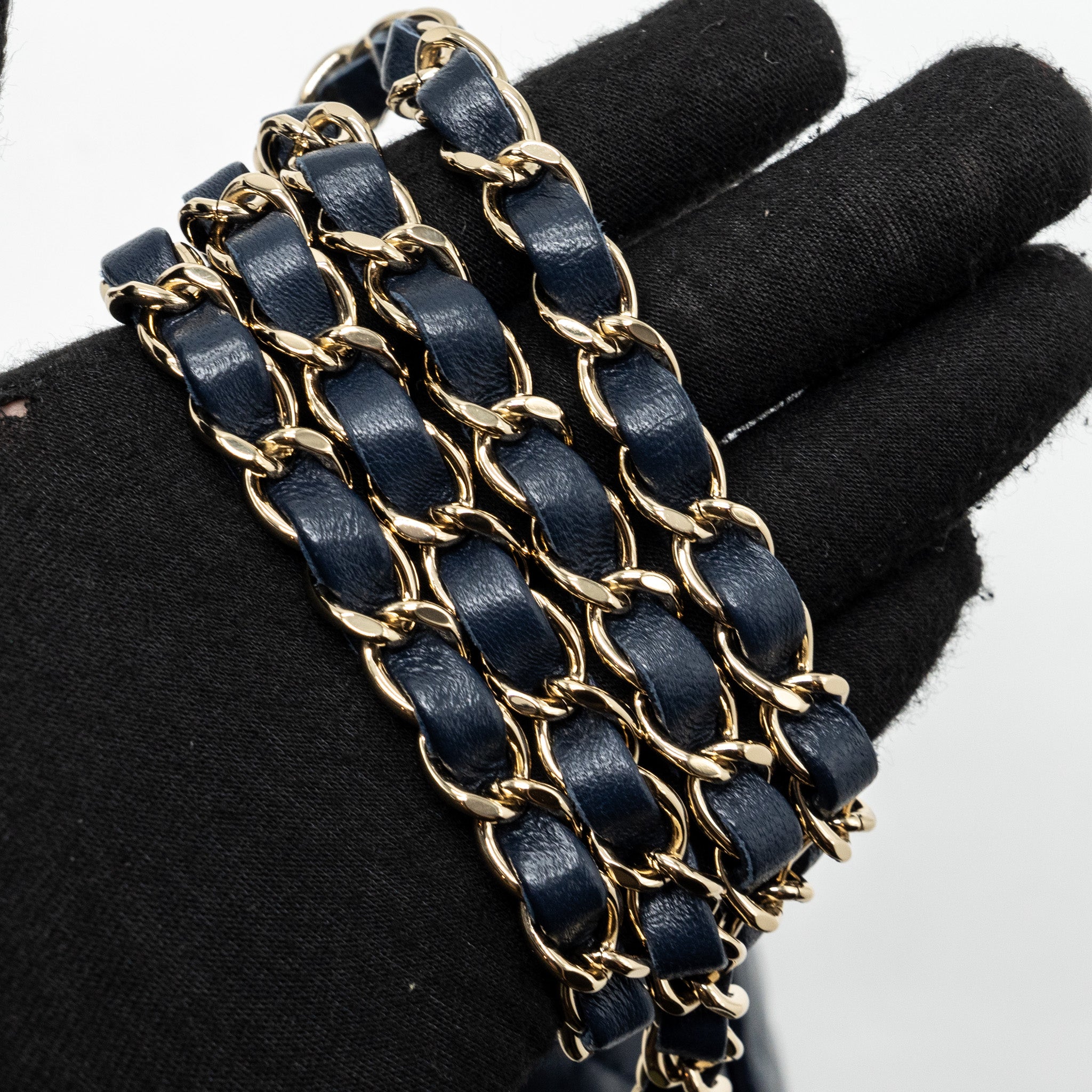 Chanel Classic Mini Square Flap Bag Lambskin Dark Blue LGHW - Image 10