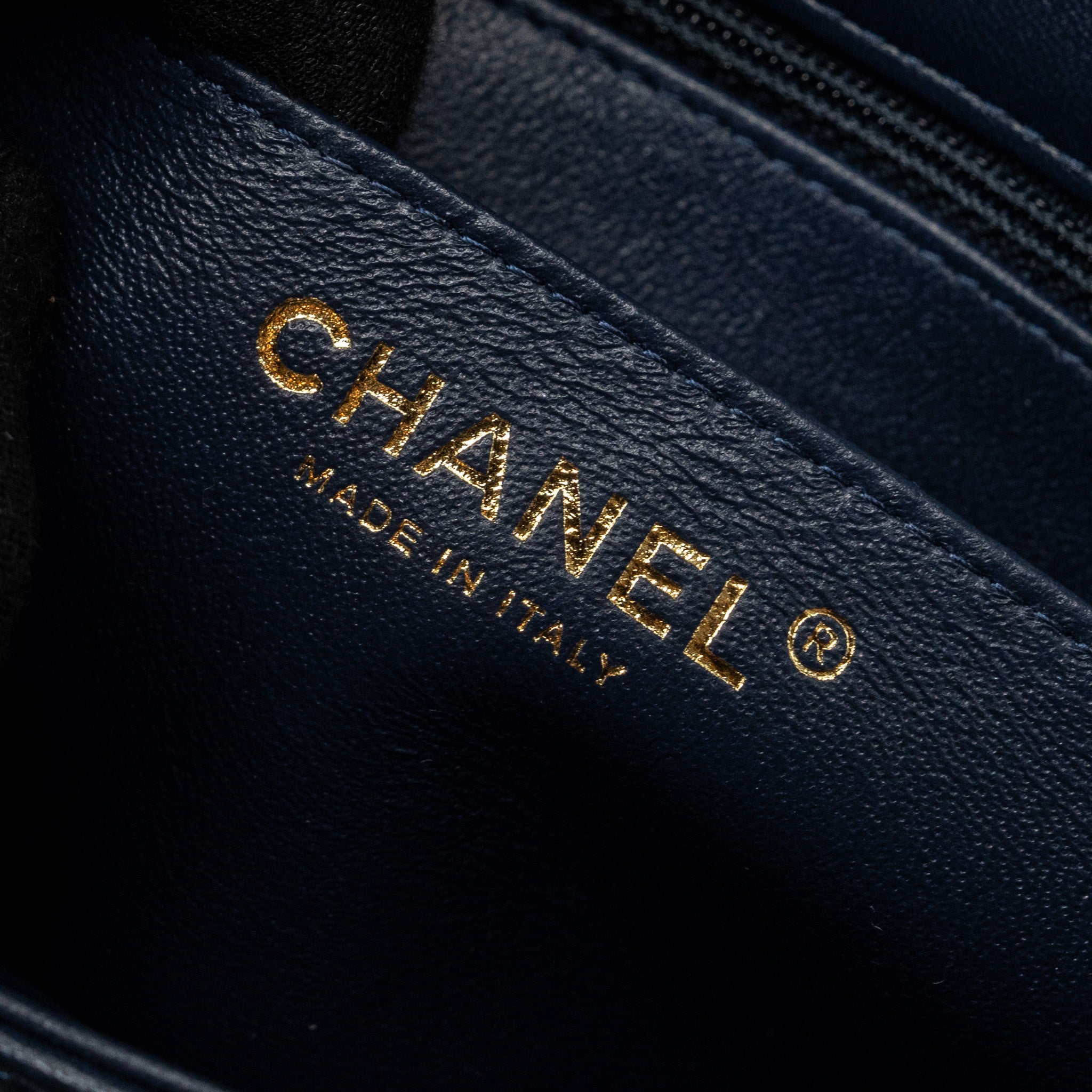 Chanel Classic Mini Square Flap Bag Lambskin Dark Blue LGHW - Image 14