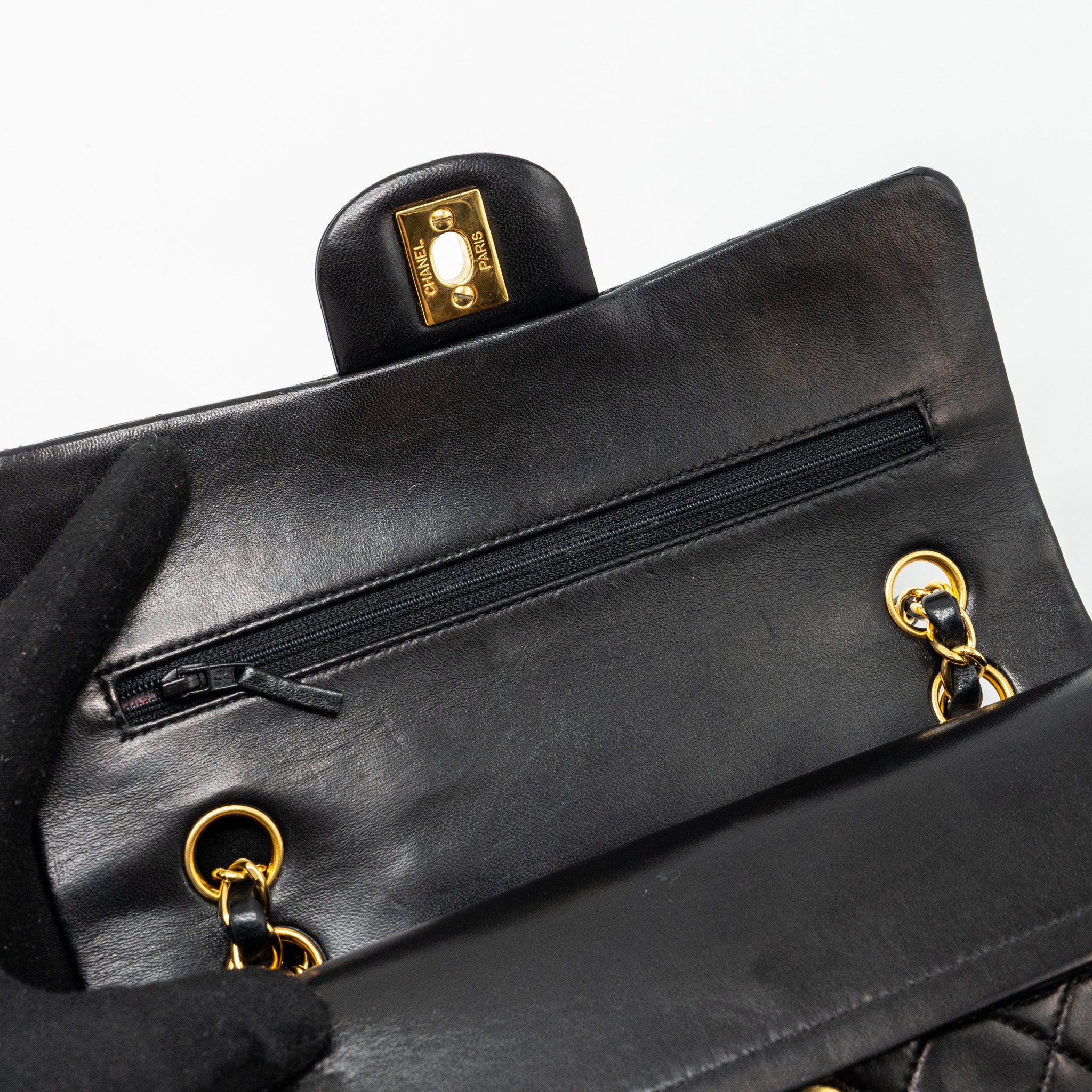 Chanel Vintage Small Classic Double Flap Bag Lambskin BLACK GHW - Image 10