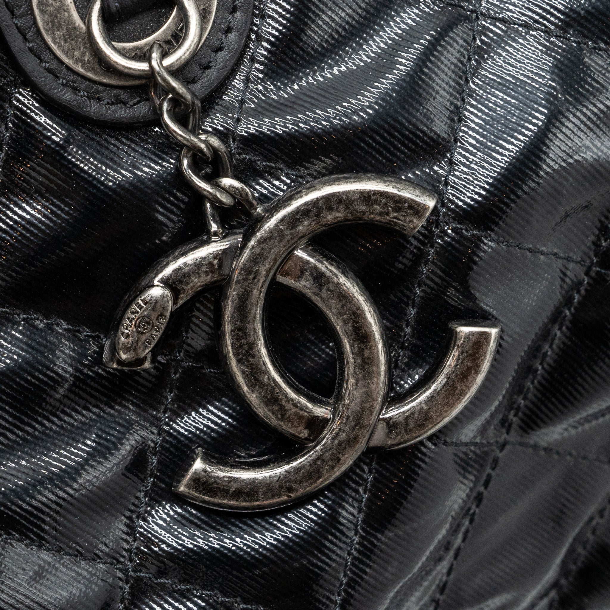 Chanel giant zip shopping bag patent black ruthenium hardware - Image 8