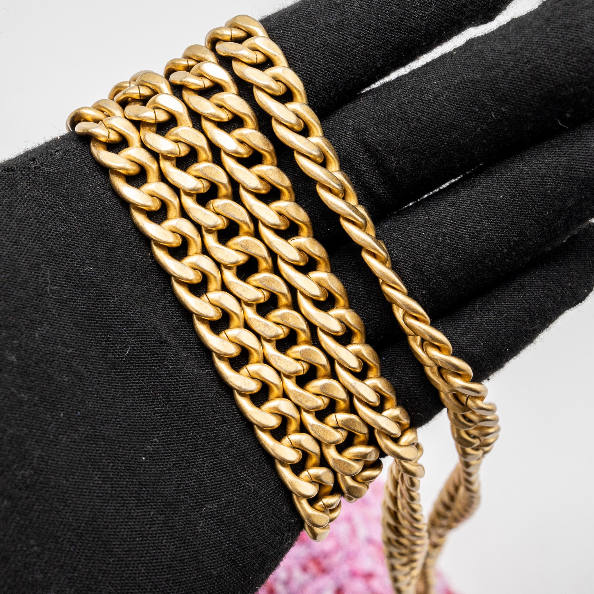 Chanel 22P mini square Flap bag tweed pink GHW (Microchip) - Image 11