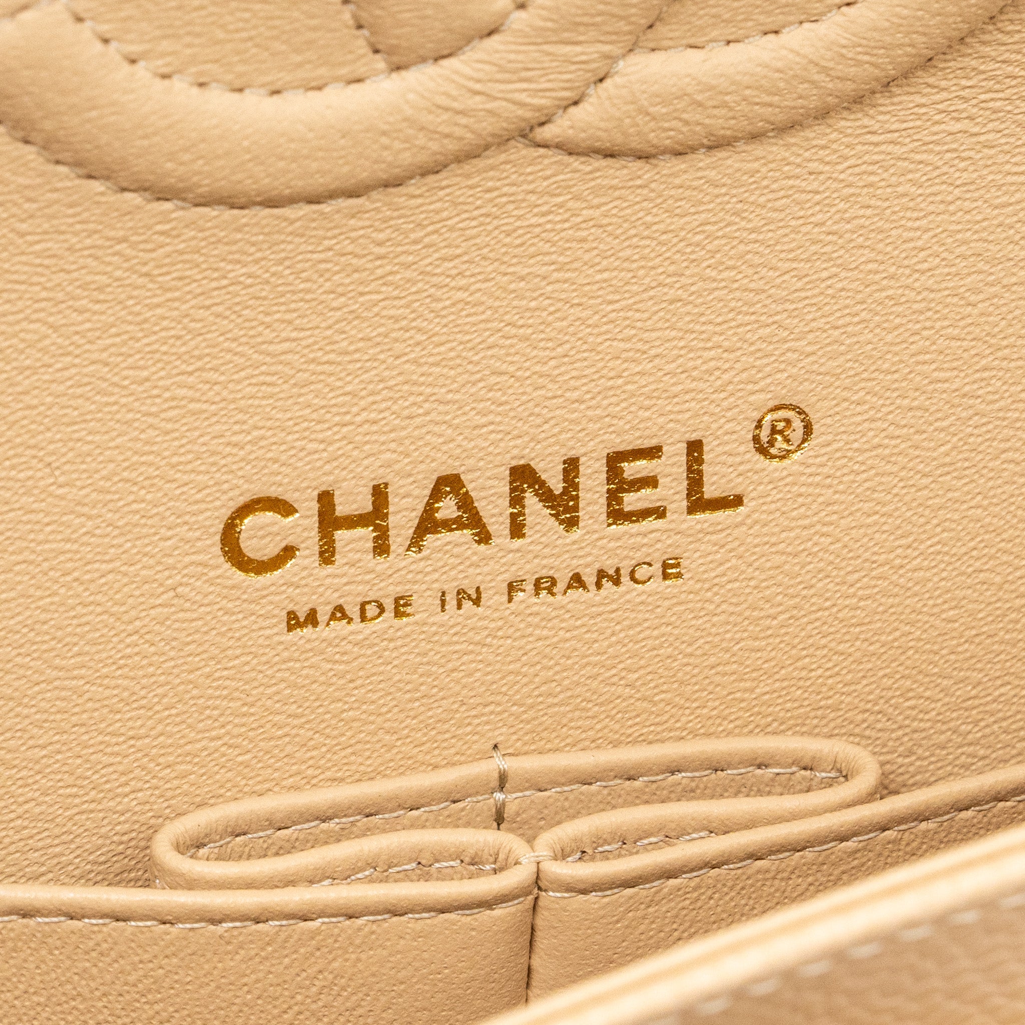 CHANEL MEDIUM CLASSIC DOUBLE FLAP BAG CAVIAR BEIGE GHW (microchip) - Image 13
