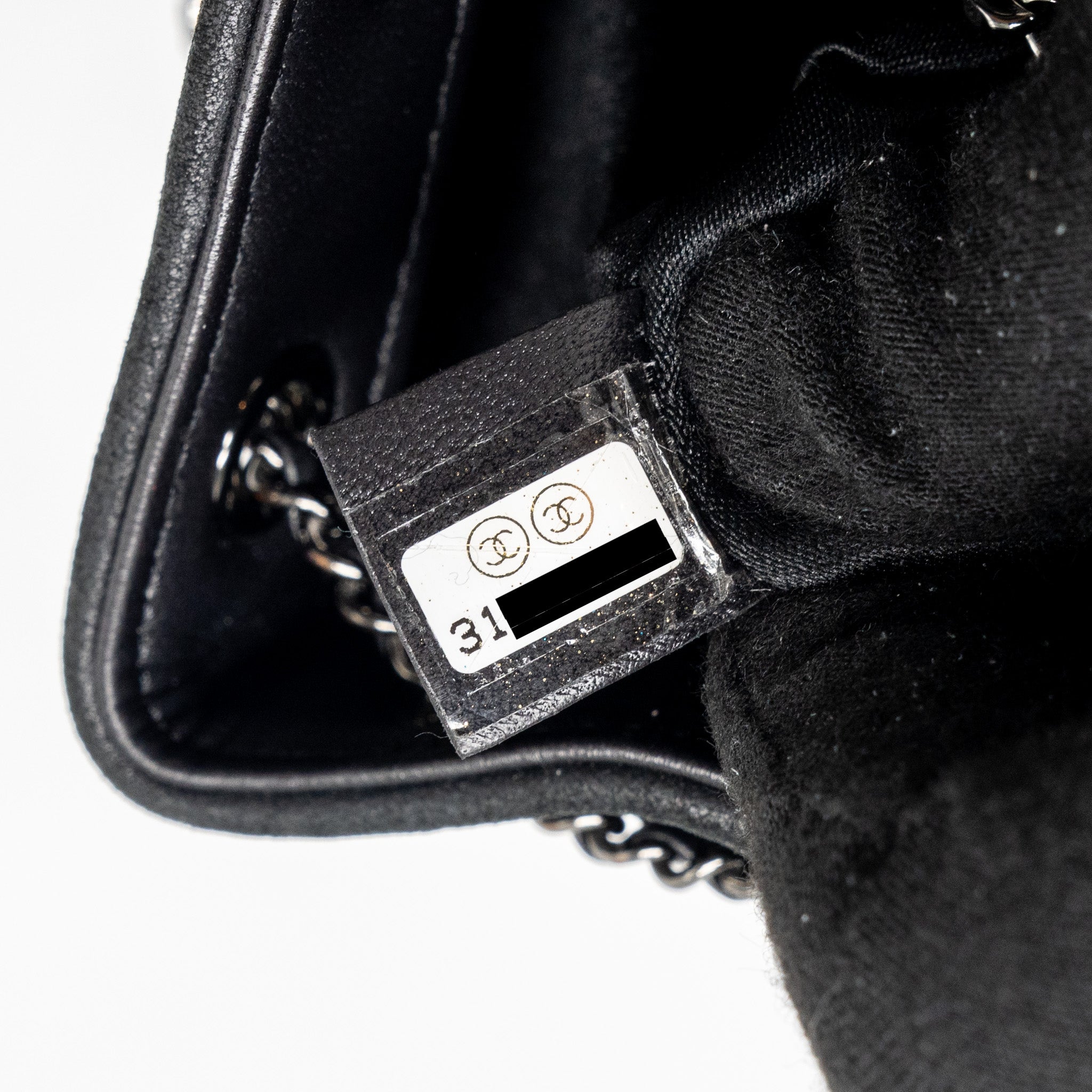 Chanel super mini Crystal studded clutch with chain lambskin black ruthenium hardware - Image 10