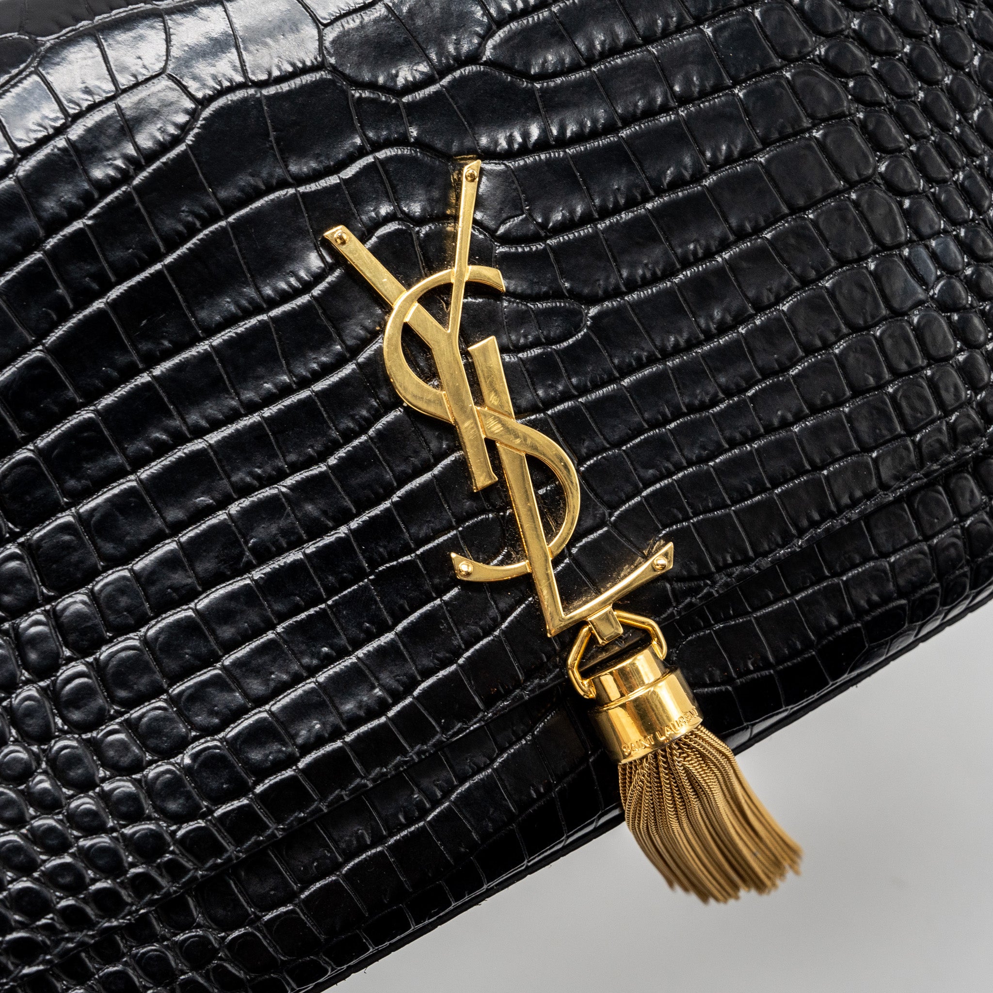 Saint Laurent Kate bag Tassel croc-embossed black GHW - Image 8